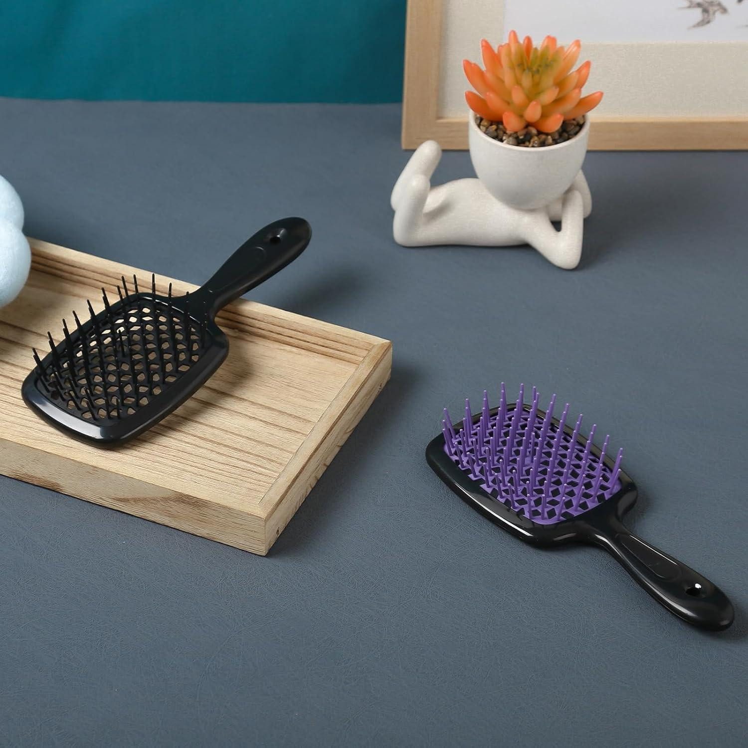LuxusKollektion Haarbürste 2er Pack Haarbürsten Naturhaar Entwirrbürsten für Lockiges Haar