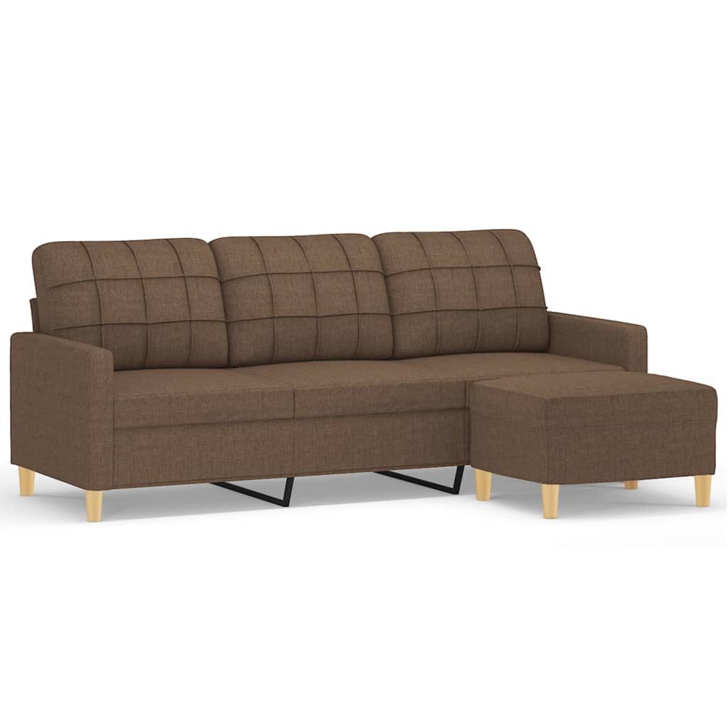 vidaXL Sofa 3-Sitzer-Sofa mit Hocker Braun günstig online kaufen