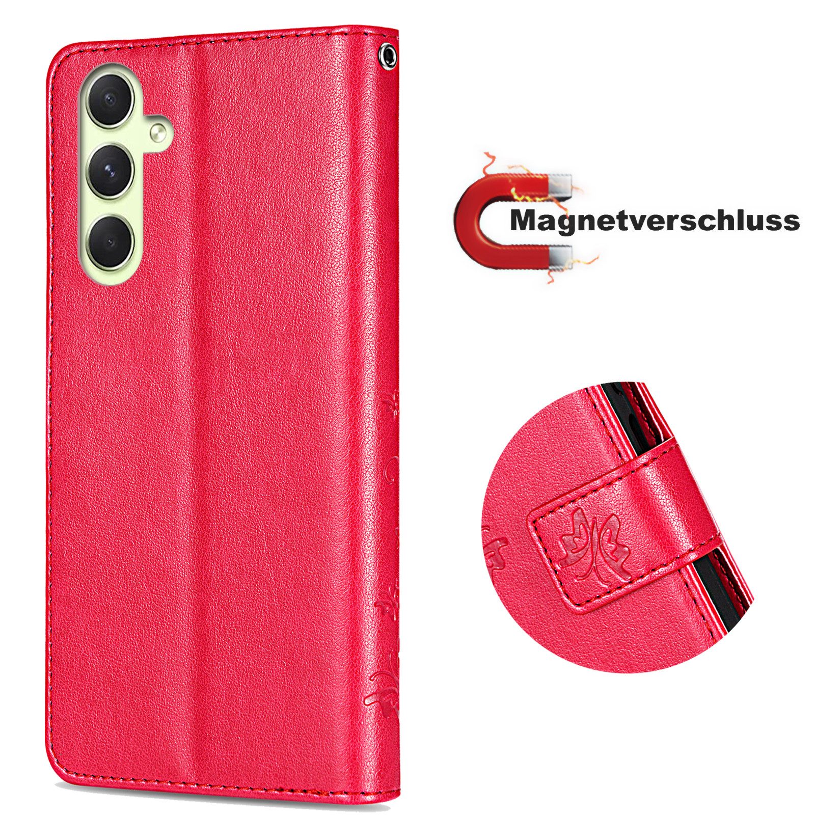 betterfon Handyhülle Handytasche für Samsung Galaxy A54 5G Klapphülle, Bookstyle-Hülle: Magnetverschluss 3 Kartenfächer & Standfunktion