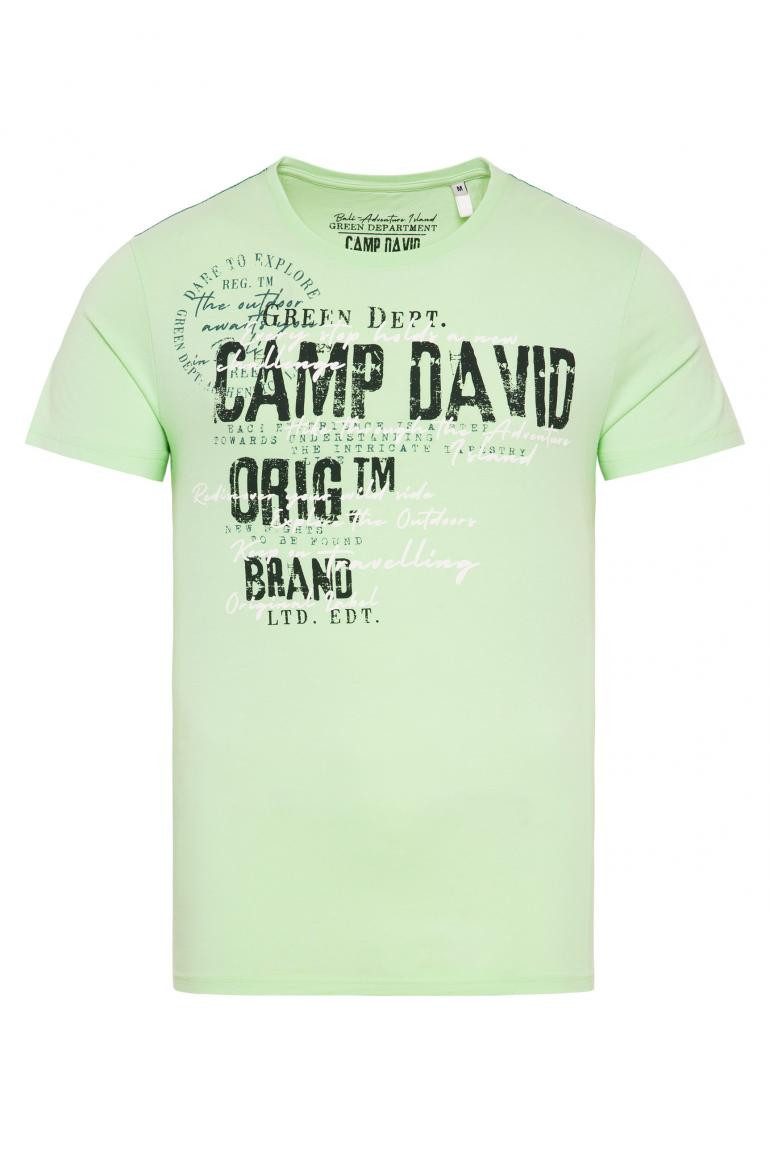 CAMP DAVID T-Shirt mit Used- und Puffprint-Details green lemon günstig online kaufen