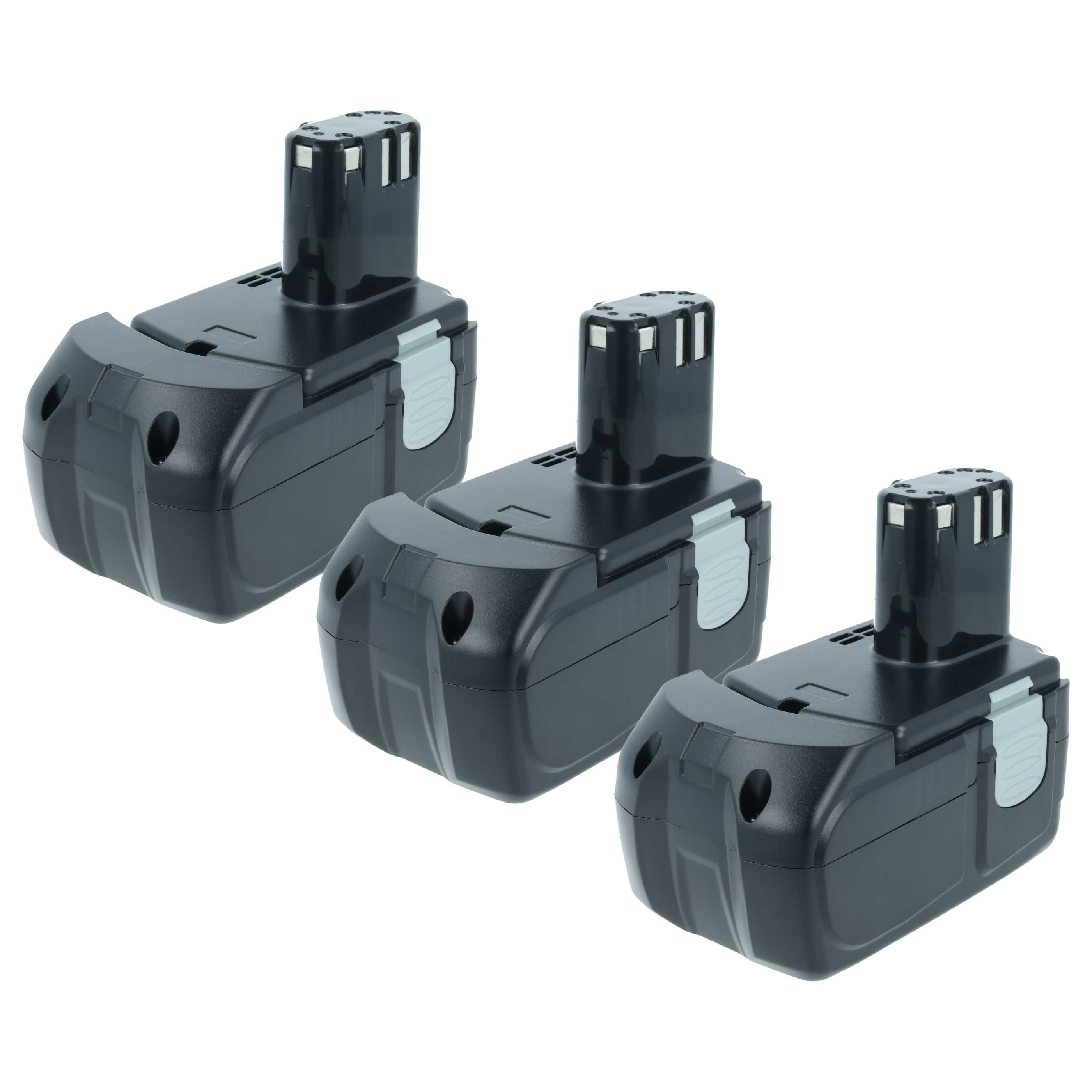 vhbw Ersatz für Hitachi BCC 1815, BCH 1820, EB 1814SL, EB 18200, EB 1812S, Akku Akku NiMH 1500 mAh (18 V, 3 St), Leistungsfähige Austausch-Akkus für Werkzeug Powertools wie