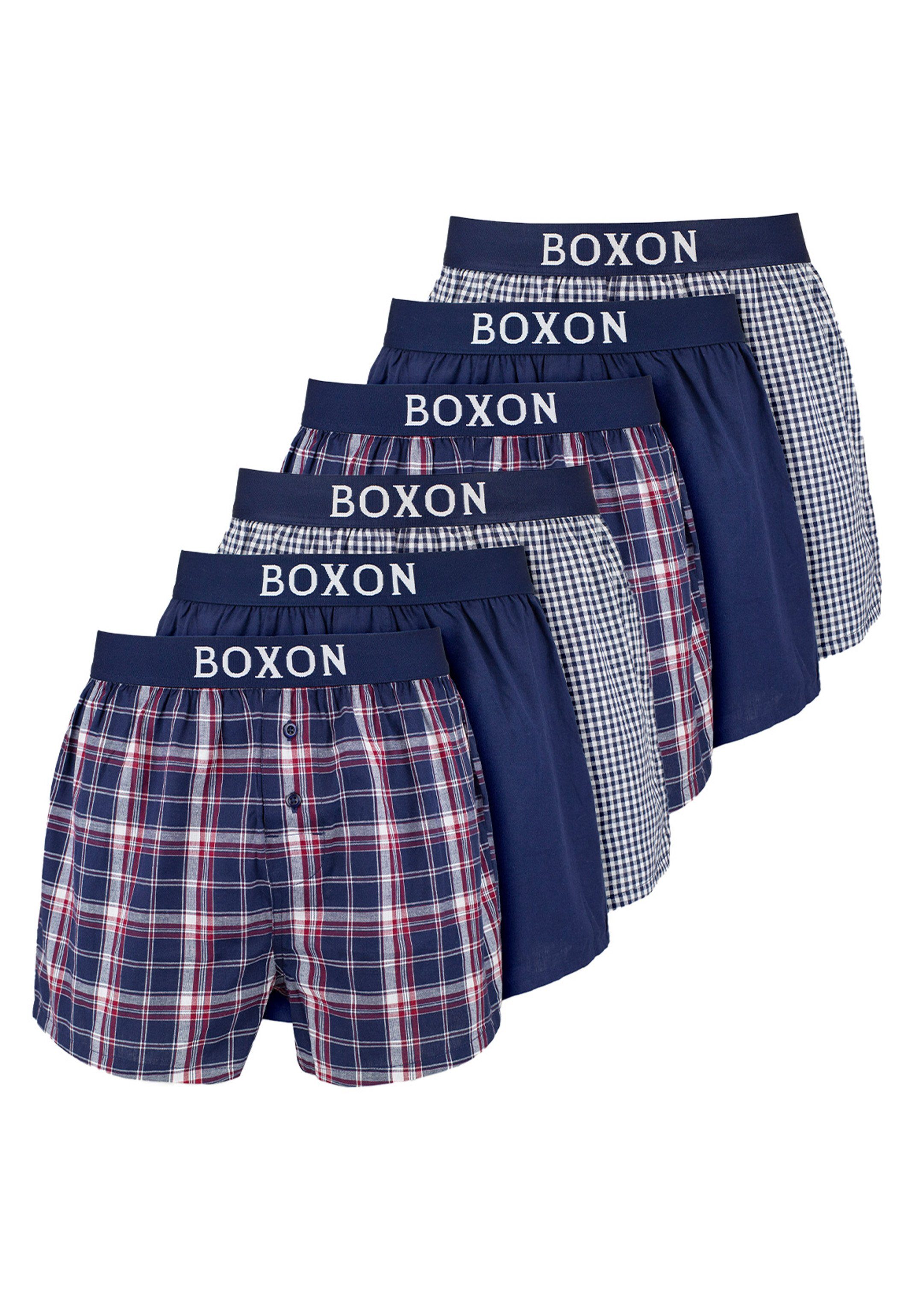 BOXON Boxershorts 6er Pack Web (Spar-Set, 6-St) Boxershorts - Baumwolle - m günstig online kaufen