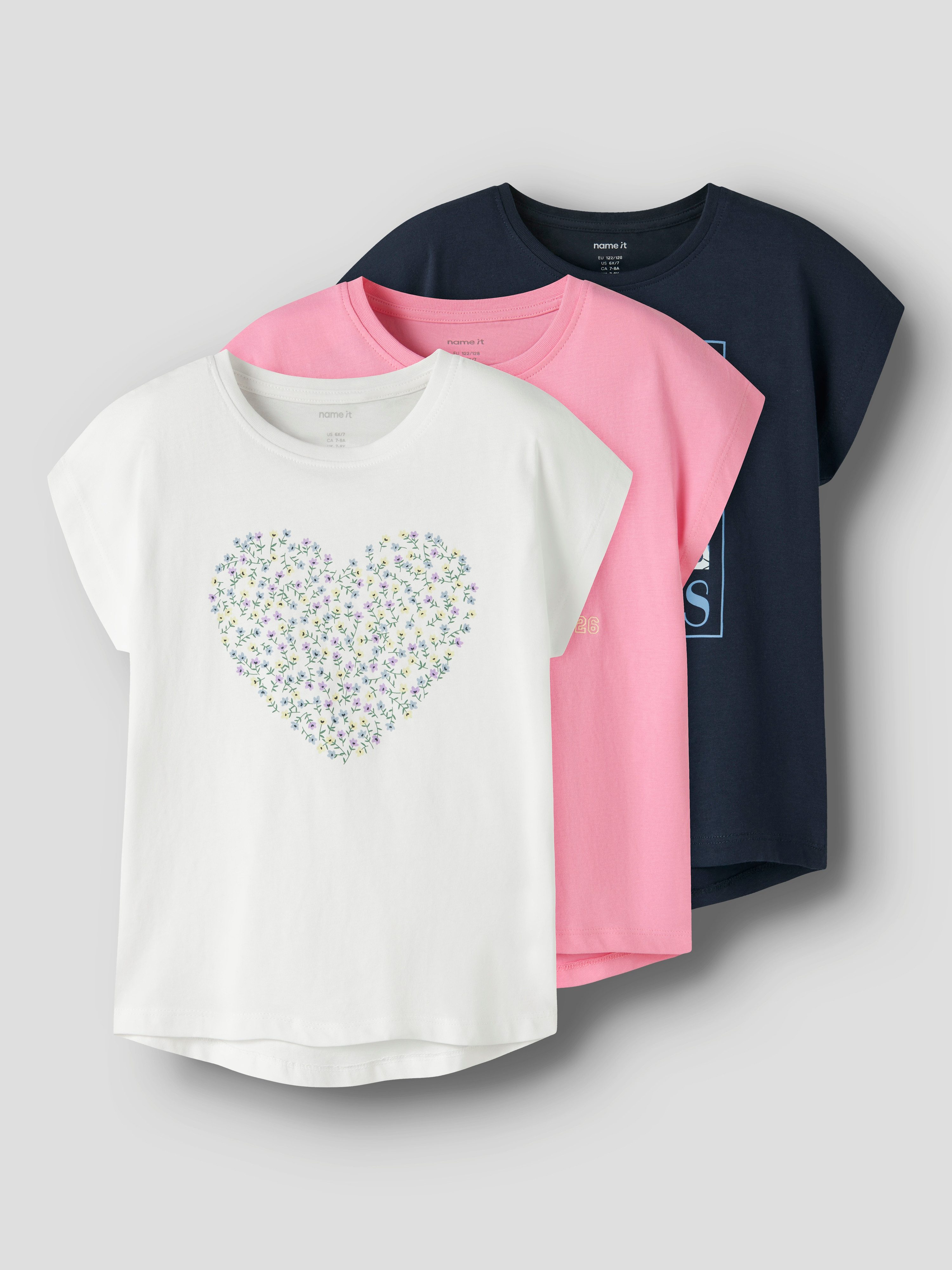 Name It T-Shirt NKFVIGEA 3P CAPSL TOP LNOOS (Packung, 3-tlg) Baumwolle, regular fit