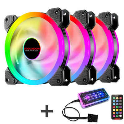 Tadow Корпусний вентилятор Leiser Computer-Lüfter,Dual Ring RGB mit Fernbedienung,Memory-Modus, RGB-Beleuchtung,Schockabsorption