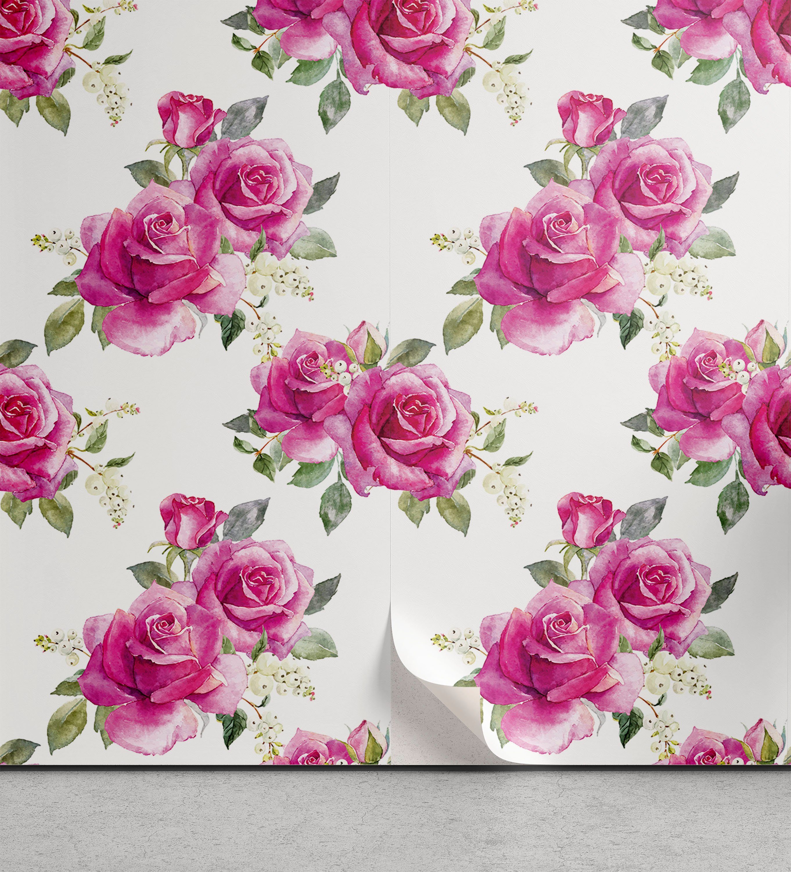 Abakuhaus Vinyltapete selbstklebendes Wohnzimmer Küchenakzent, Posy Blumen der Rose Romantisches