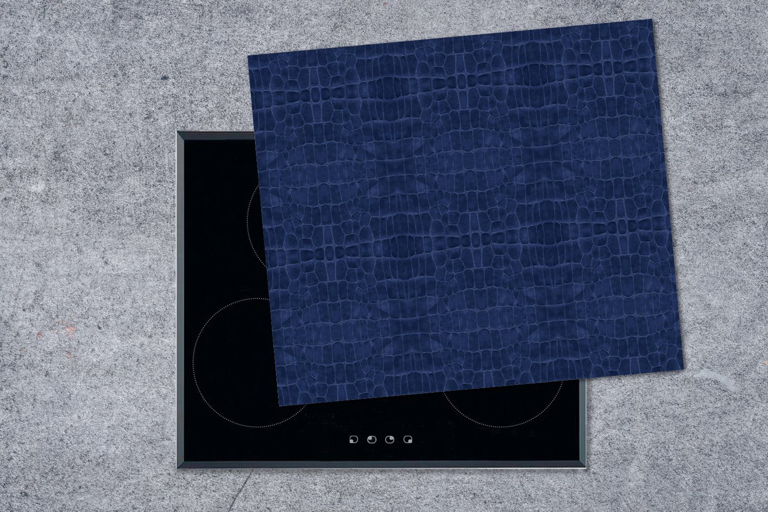 (1 60x52 Mobile - Ceranfeldabdeckung Blau Induktionsschutz - - Arbeitsfläche MuchoWow Leder Vinyl, nutzbar, tlg), cm, Tierfell, Herdblende-/Abdeckplatte