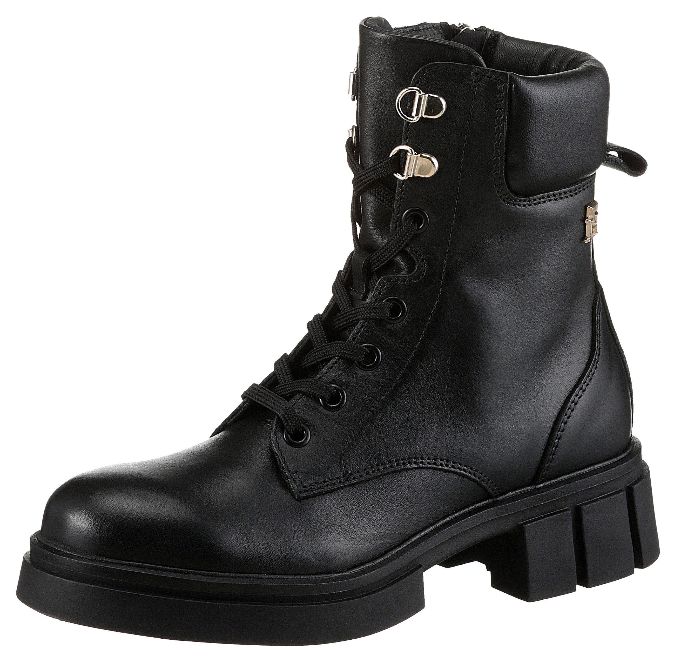 Tommy Hilfiger LACE-UP BIKER LEATHER Bikerboots, Blockabsatz, Schnürboots, günstig online kaufen