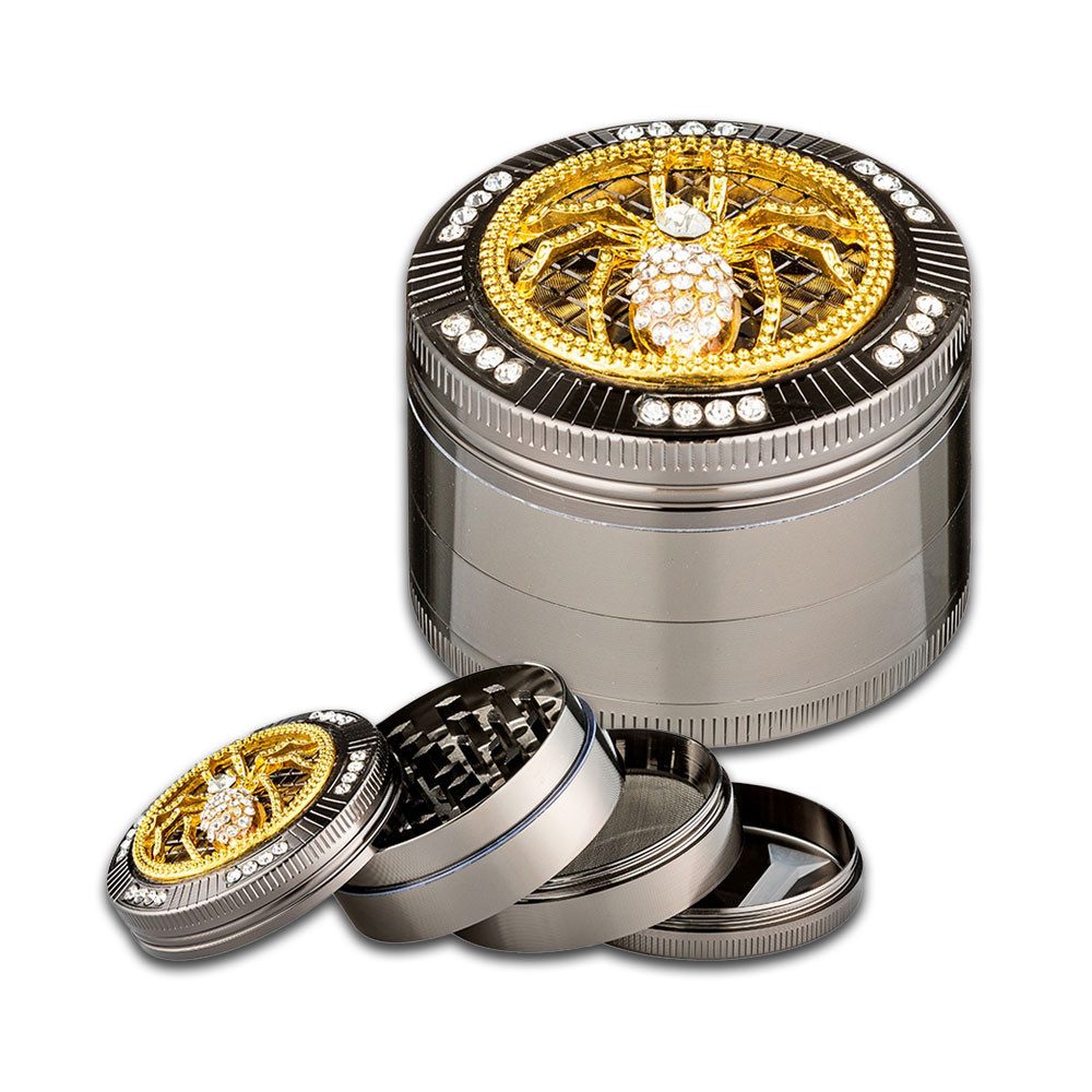 Coumo Kräutermühle Grinder Crusher Set Gewürzmühle Gold & Diamonds, ⌀ 5 cm, Metall