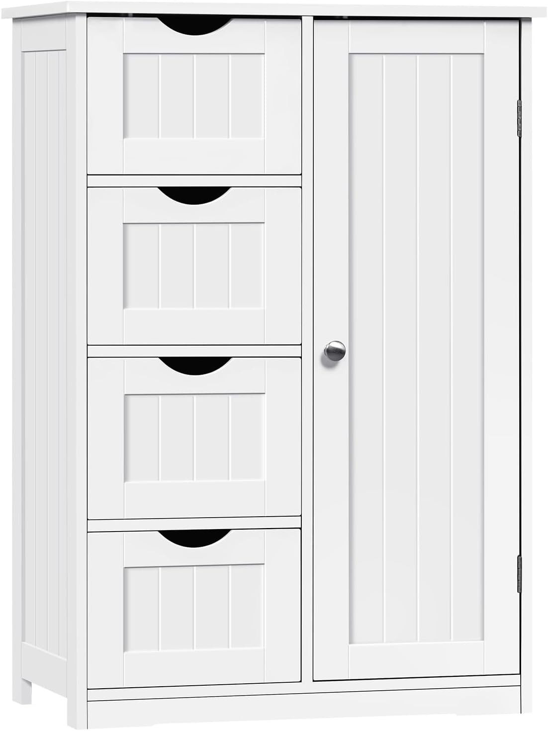 Woltu Kommode, mit 4 Schubladen 1 verstellbarem Einlegeboden, 56x81x30 cm