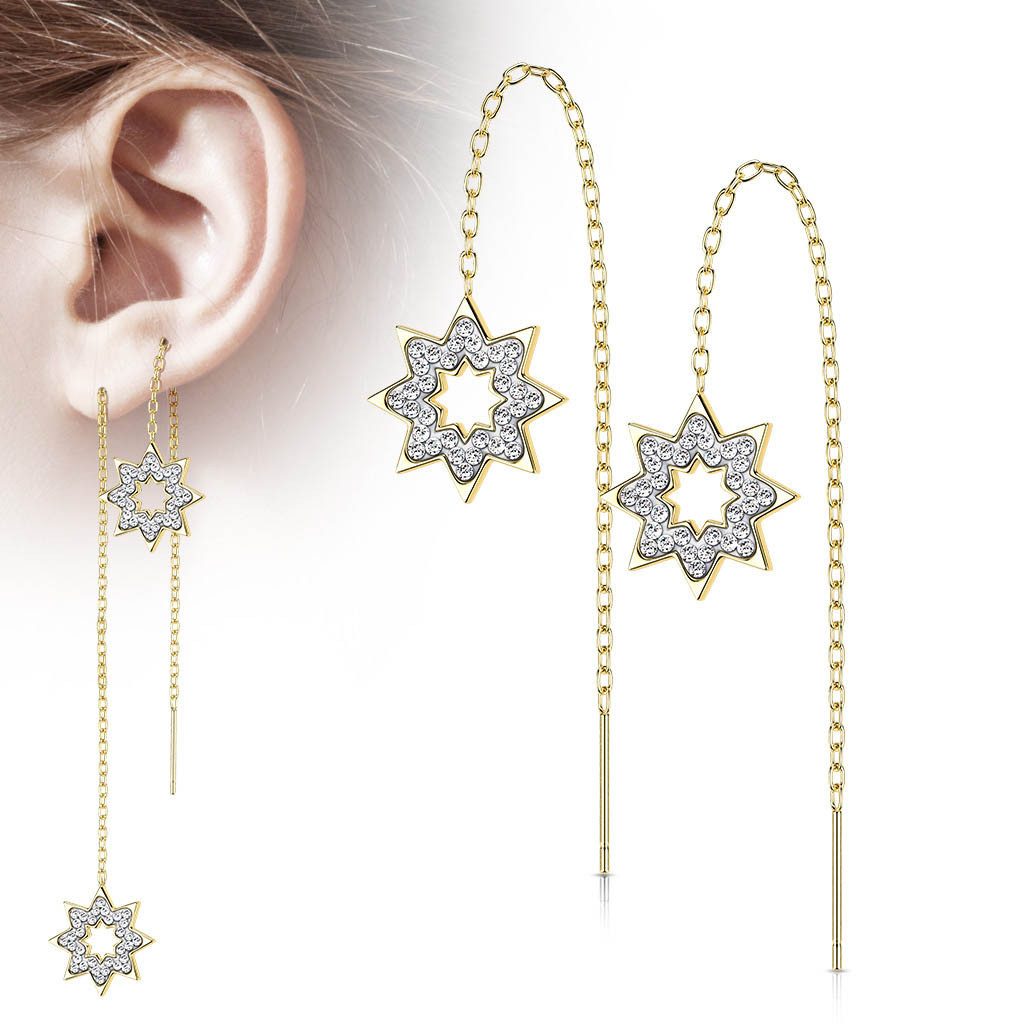 viva-adorno Paar Ohrhänger Edelstahl Ohrringe Durchzieher Schneeflocke Ster günstig online kaufen