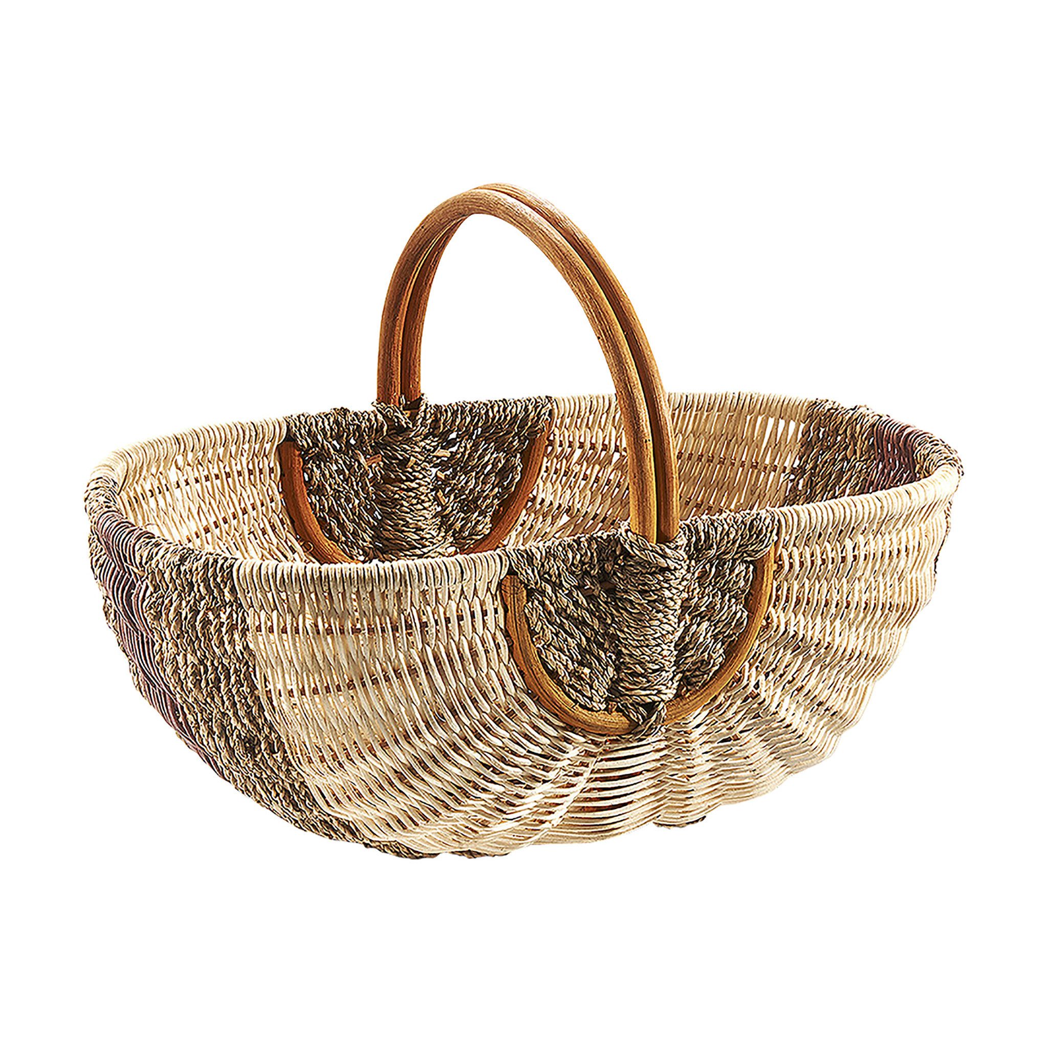 Kobolo Einkaufskorb Rattankorb natur mit braunem Seegras, 8 l günstig online kaufen