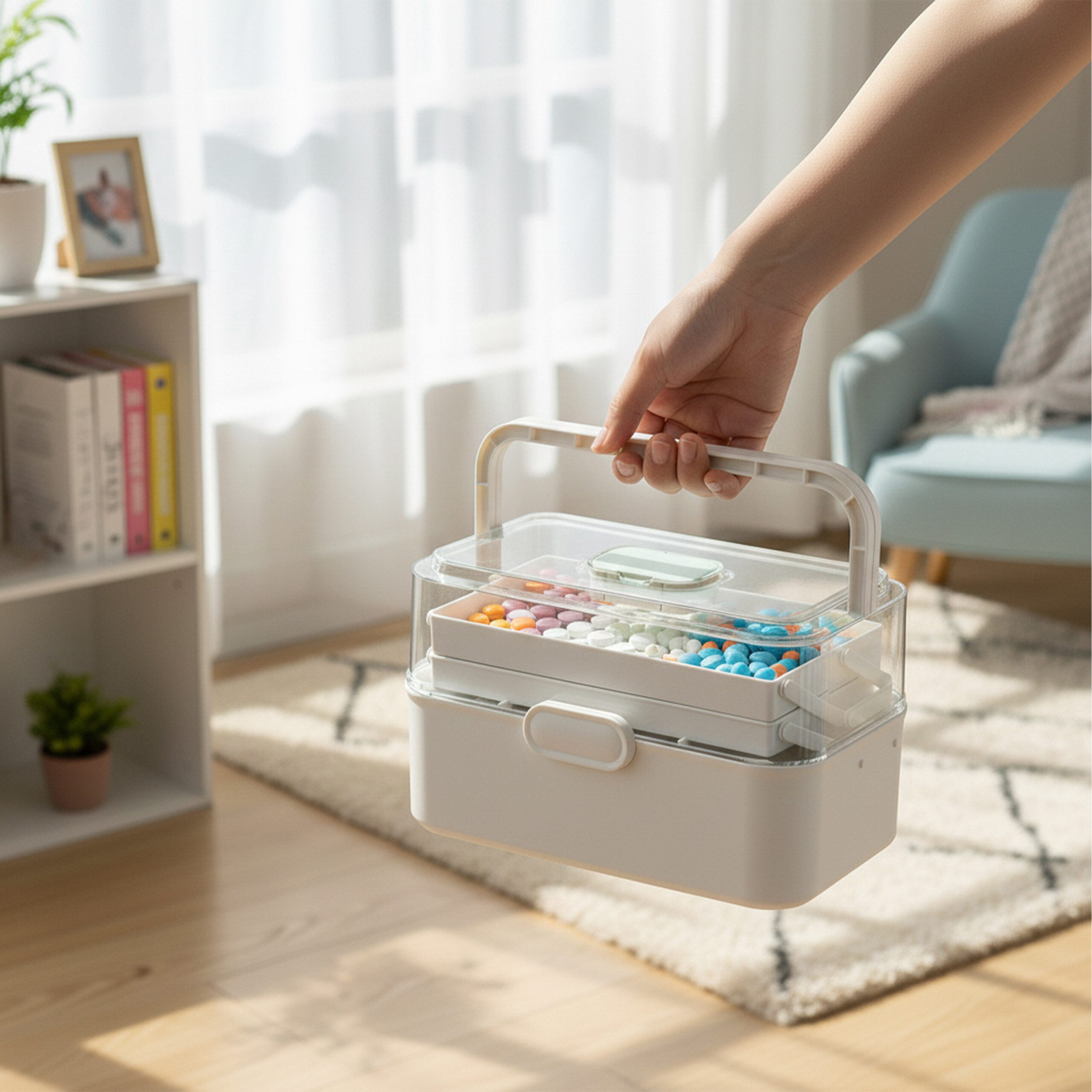relaxdays Erste-Hilfe-Koffer Aufklappbare Medizinbox aus Kunststoff, weiß