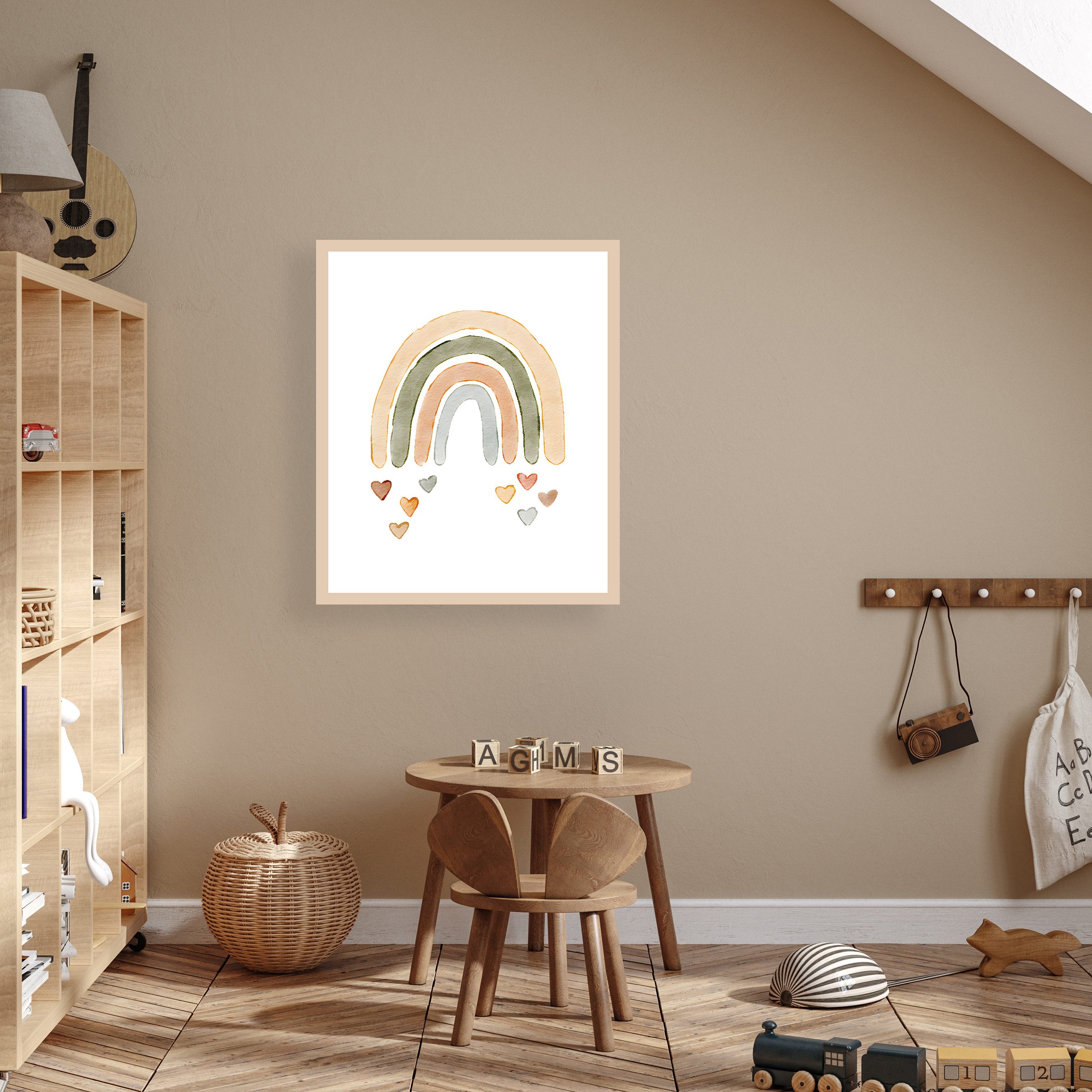 Lüttenhütt Bild mit Rahmen oder Poster, Bunter Regenbogen mit Herzen, Fantasy, Herz, Herzen, Regenbogen (1 St), HD Premium Druck