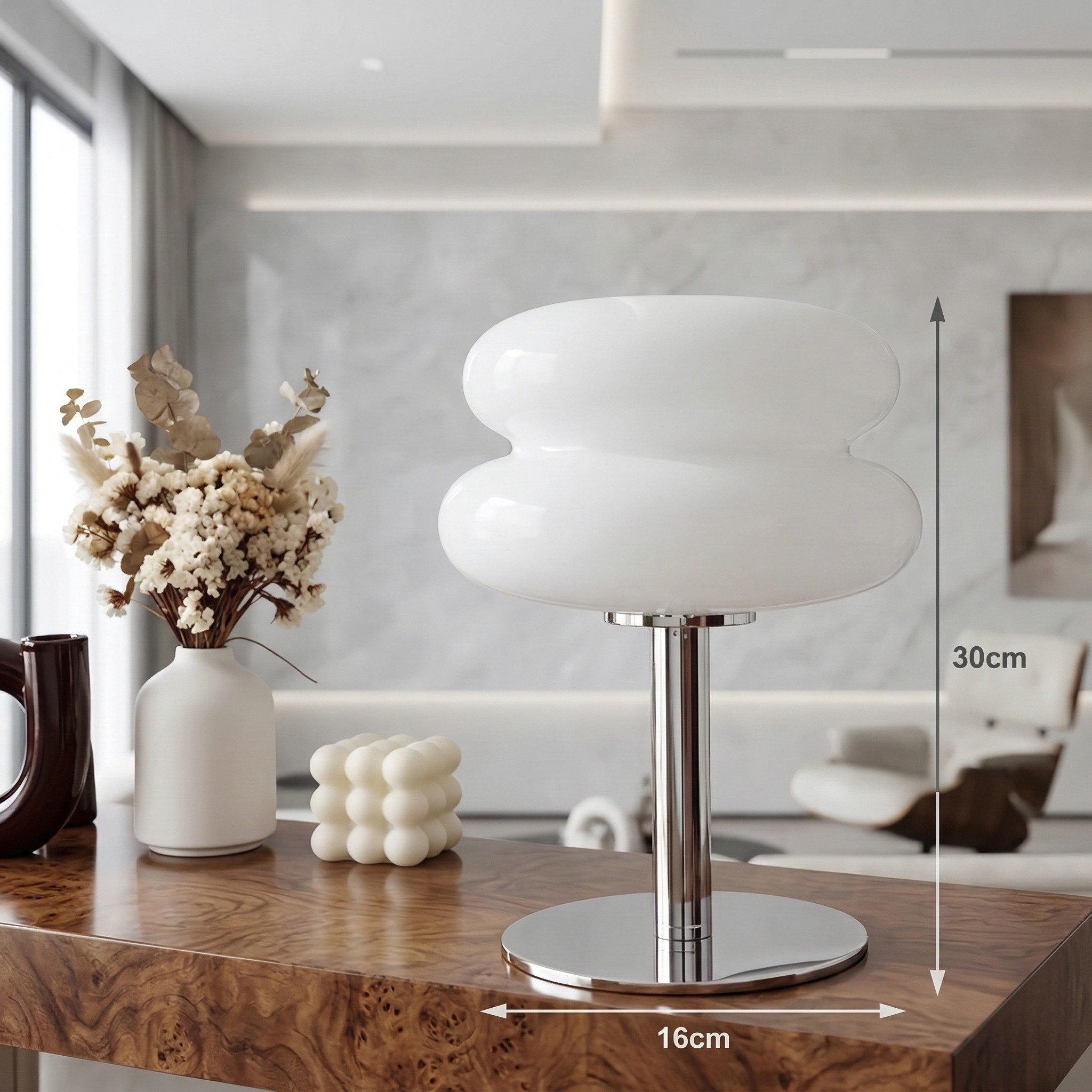 Norvéa Home LED Nachttischlampe dimmbare Tischlampe aus Glas, LED fest integriert, Farbwechsler, Kaltweiß, Neutralweiß, Warmweiß, dimmbar via integriertem Controller, LED-Technologie