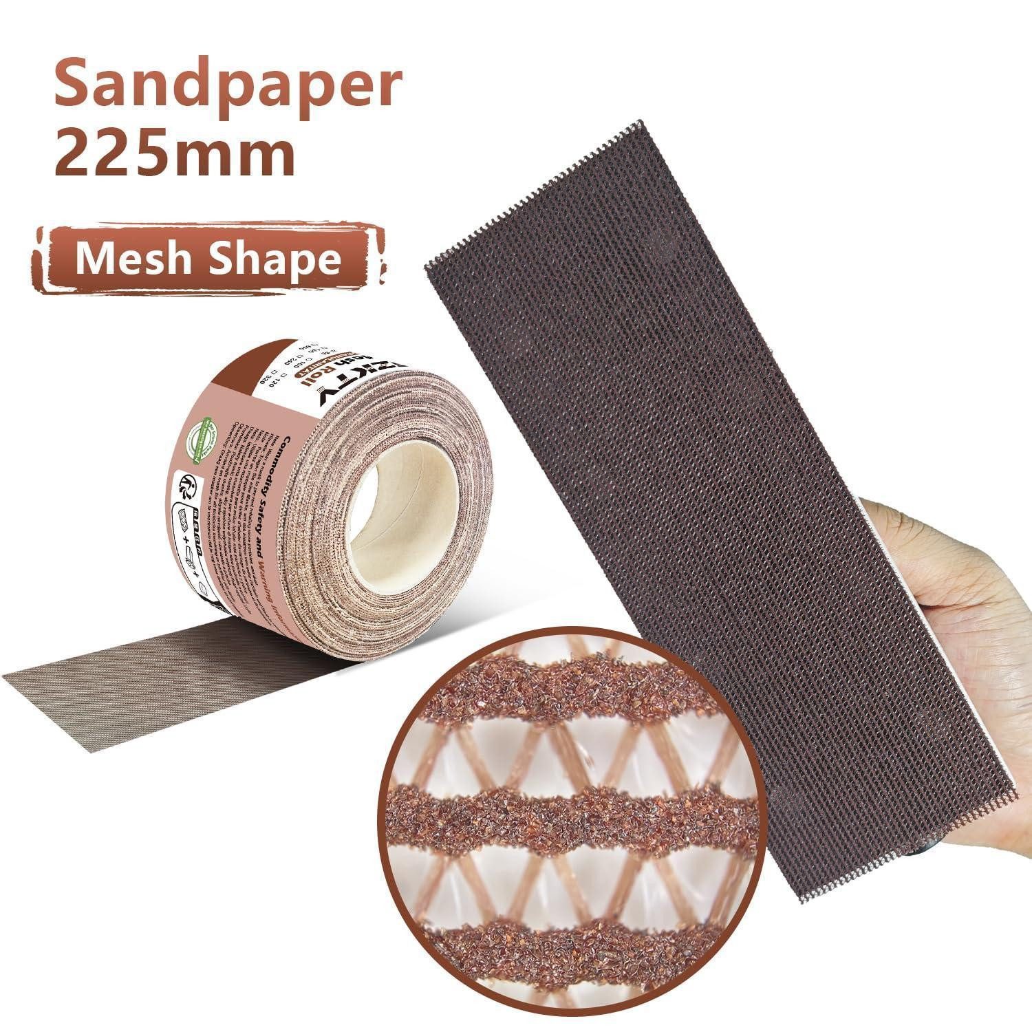 LuxusKollektion Schleifpapier Schleifpapier Netz Rolle Klett 70mm 10m P150 Holz Metall 150#