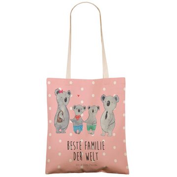 Mr. & Mrs. Panda Tragetasche Koala Familie zwei - Rot Pastell - Geschenk, Baumwolltasche, Vatertag (1-tlg), Nachhaltig & Liebevoll