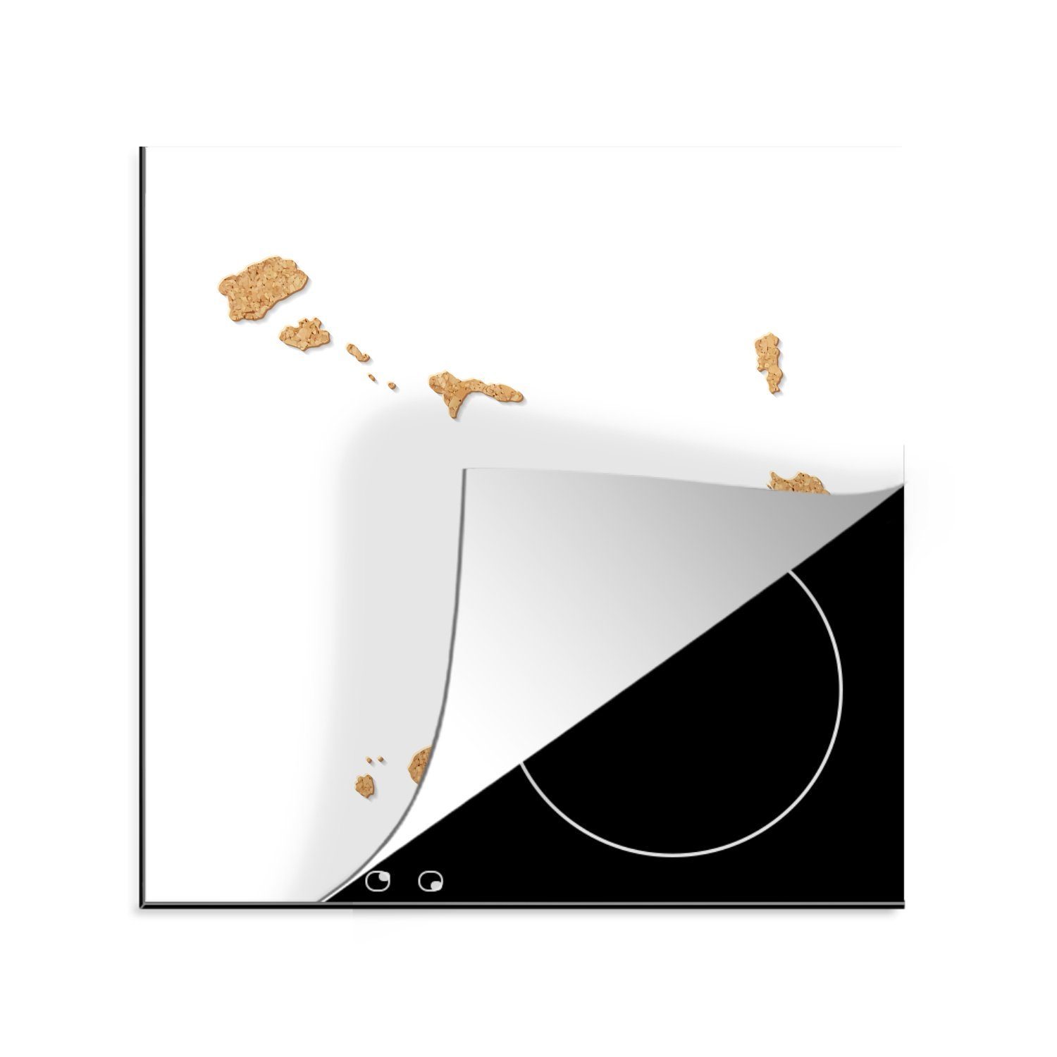 MuchoWow Herdblende-/Abdeckplatte Goldene Illustration von Kap Verde, Vinyl, (1 tlg), 78x78 cm, Ceranfeldabdeckung, Arbeitsplatte für küche