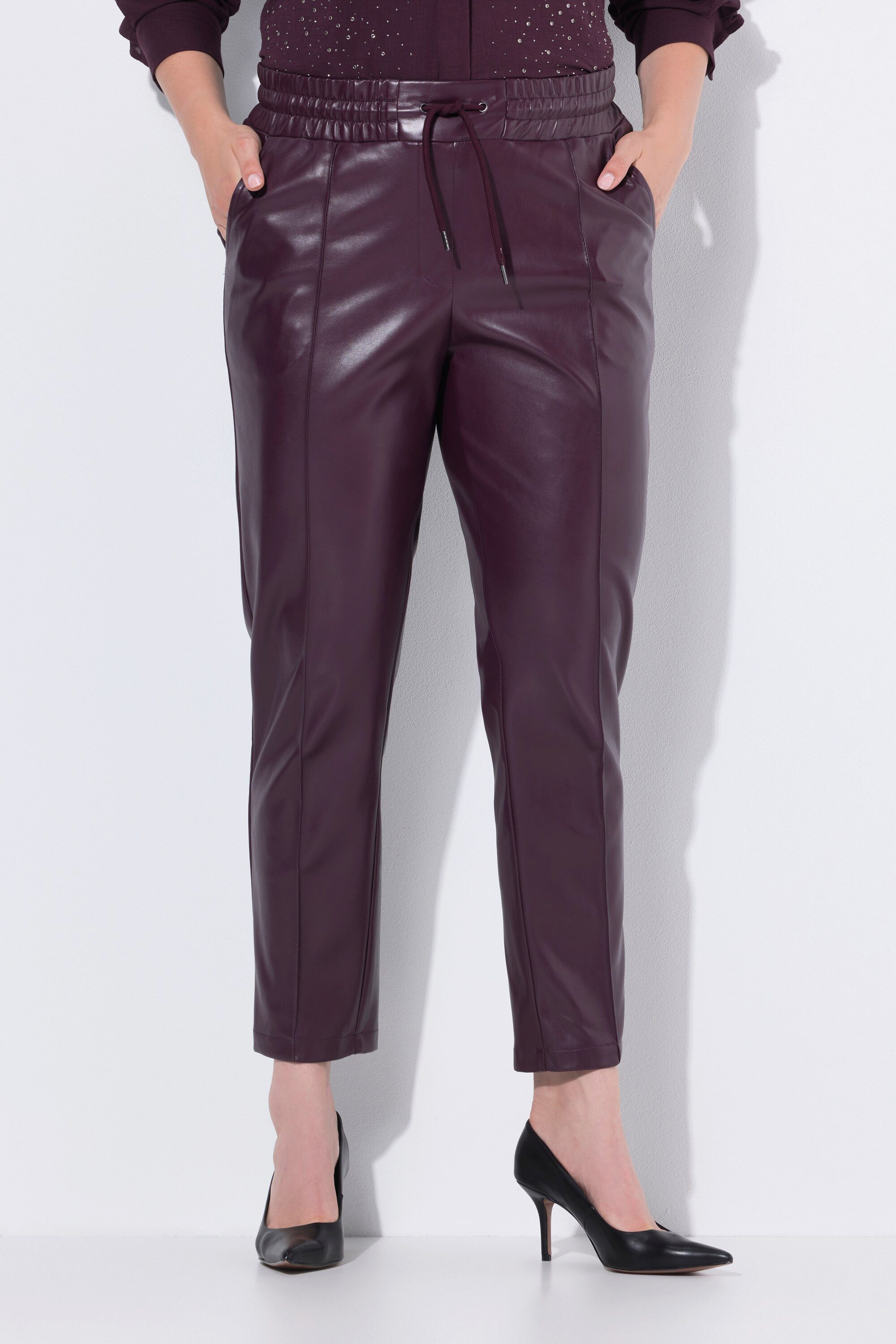 Ulla Popken Schlupfhose 7/8-Hose Lederoptik Biesen günstig online kaufen