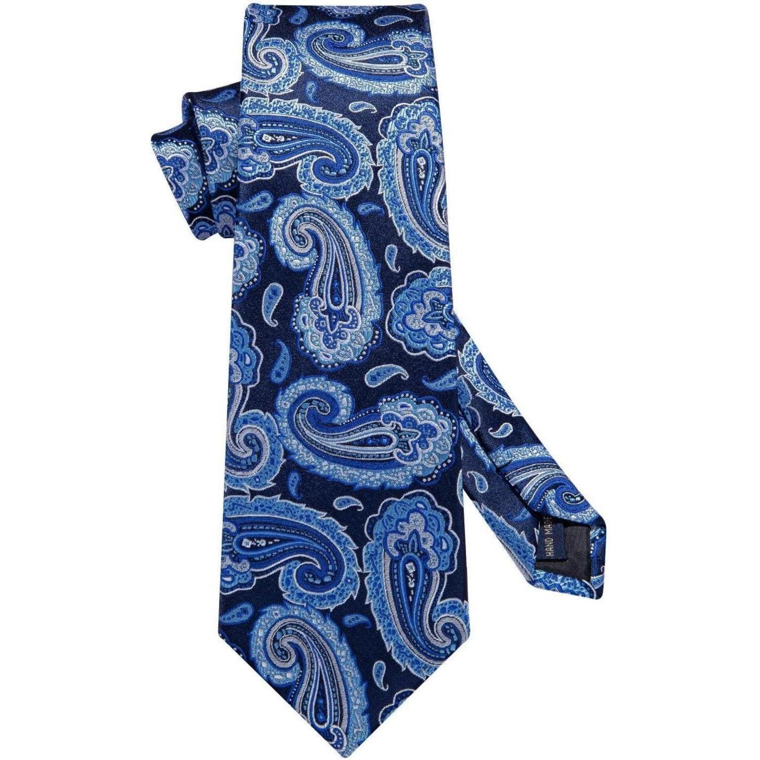 LuxusKollektion Krawatte Krawatte Herren Einstecktuch Blume Paisley Hochzeit Set Blau