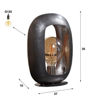 famlights Tischleuchte, Tischleuchte Evi in Nickel-matt und Silber E27 350mm, keine Angabe, Leuchtmittel enthalten: Nein, warmweiss, Tischleuchte, Nachttischlampe, Tischlampe