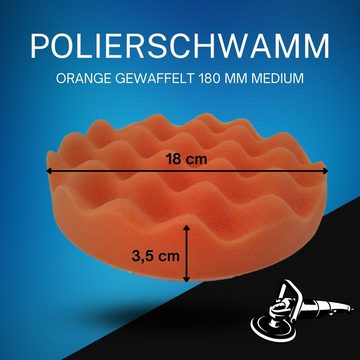 Duke-Handel Polierschwamm 2x Polierpads gewaffelt, orange, MEDIUM, (Set, 2 St., Polierschwämme mit ⌀ 18cm), Klett-Aufnahme, Auswaschbar, Reißfest, Microporen