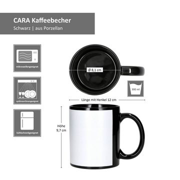 MamboCat Becher 12x Cara Kaffeebecher 300ml 12 Personen schwarz & weiß Tee Kakao, Porzellan