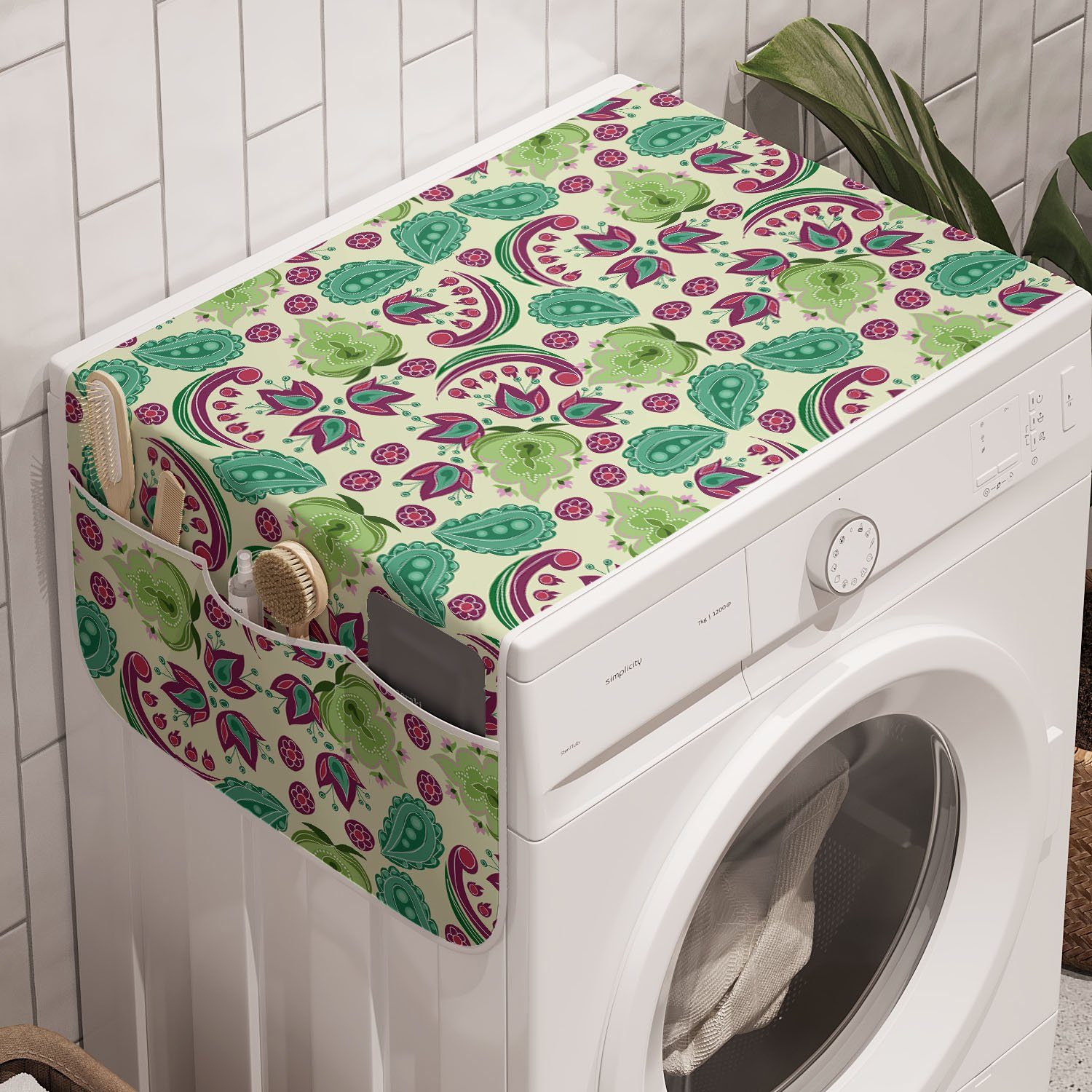 Abakuhaus Badorganizer Anti-Rutsch-Stoffabdeckung für Waschmaschine und Trockner, Paisley traditionelle Motive