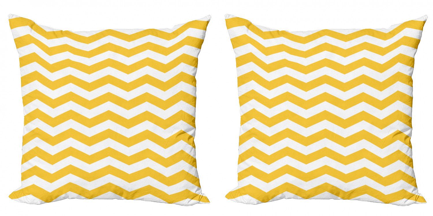 Doppelseitiger Abakuhaus (2 Horizontal Chevron Kunst Wellenförmige Digitaldruck, Stück), Modern Gelber Accent Kissenbezüge
