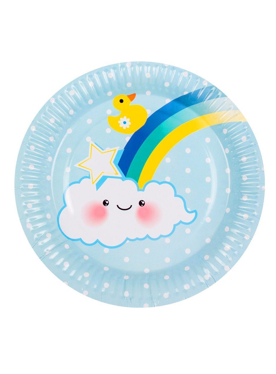 Boland Einweggeschirr-Set 6 Baby Boy Pappteller, Pappe, Partygeschirr für Geburt, Babygeburtstag oder Pullerparty!