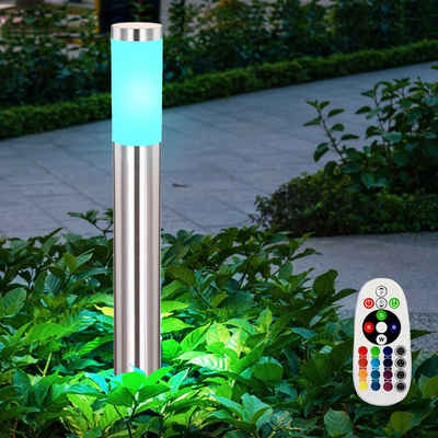 etc-shop LED Außen-Stehlampe, Leuchtmittel inklusive, Warmweiß, Farbwechsel, Außen Leuchte dimmbar Fernbedienung Steh Beleuchtung