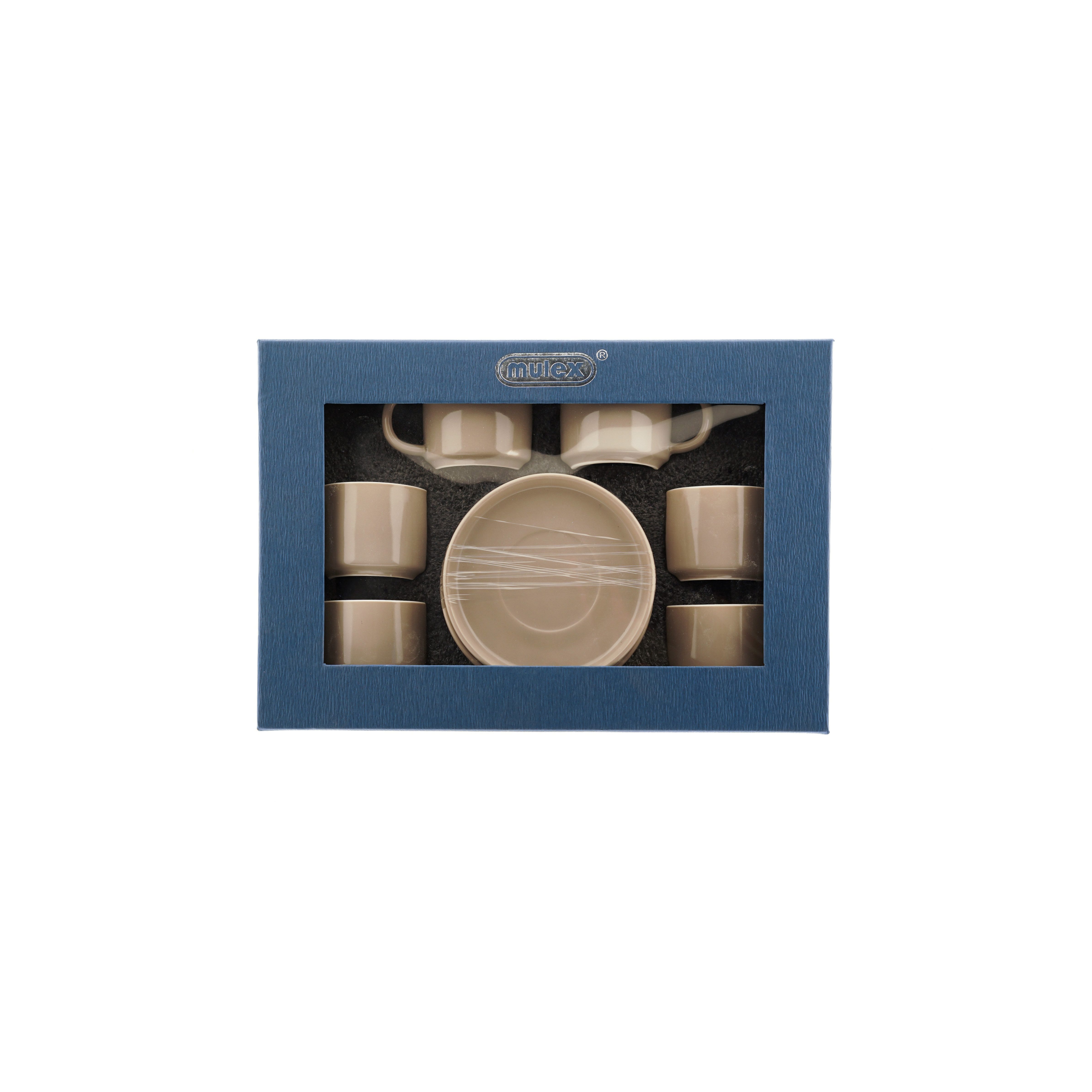 Mulex Kaffeeservice 12-teiliges Mokkatassen Set aus hochwertigem Porzellan, 90 ml - Taupe (12-tlg), 6 Personen, Porzellan, 6x Mokkatassen, 6x Untertassen – Bild 4 von 4