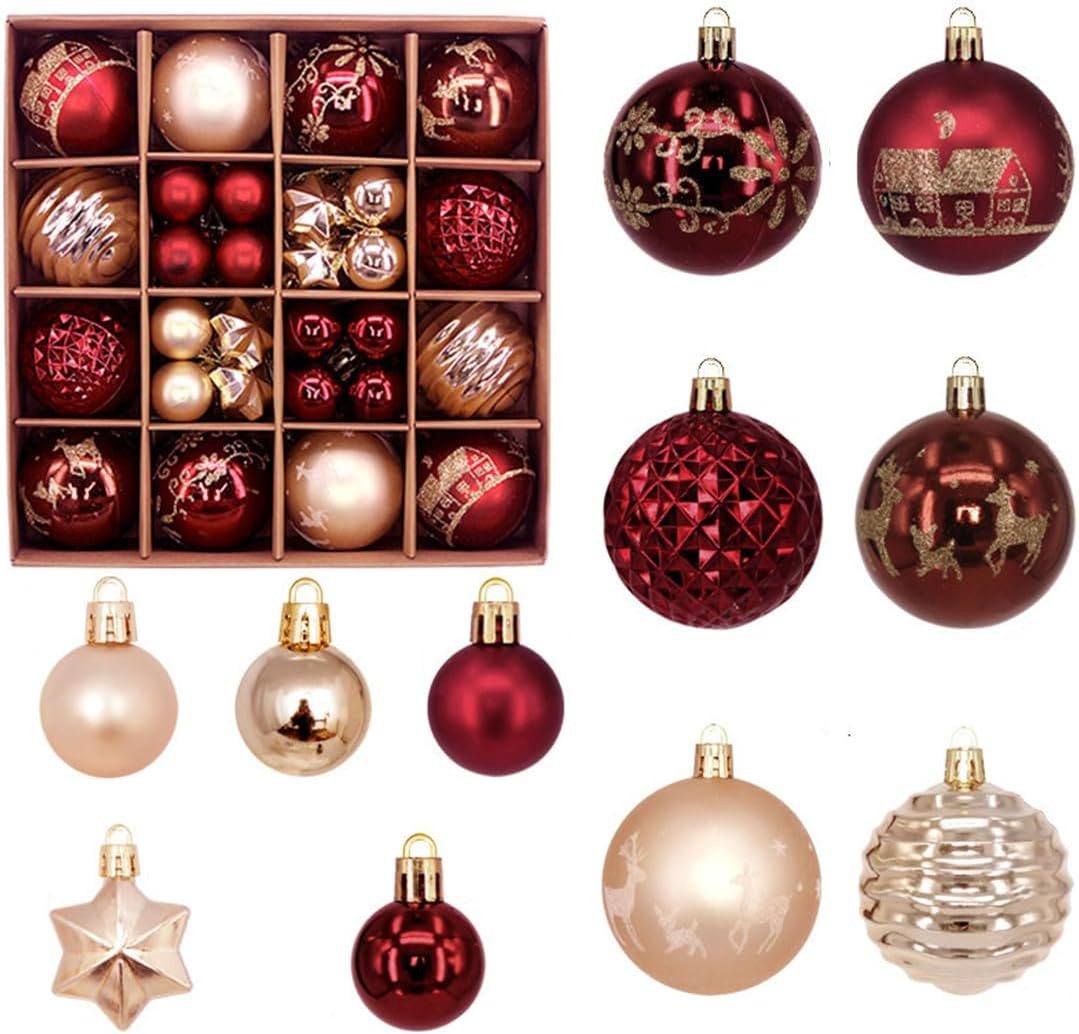 Coonoor Weihnachtsbaumkugel 40-46 Stück Weihnachtsbaumkugeln, Weihnachtsbaumhängeschmuck, (44 St), für Weihnachtsbaumdekoration