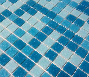 Mosani Bodenfliese Schwimmbad Mosaik Poolmosaik Aktion blau hellblau Mix papierverklebt