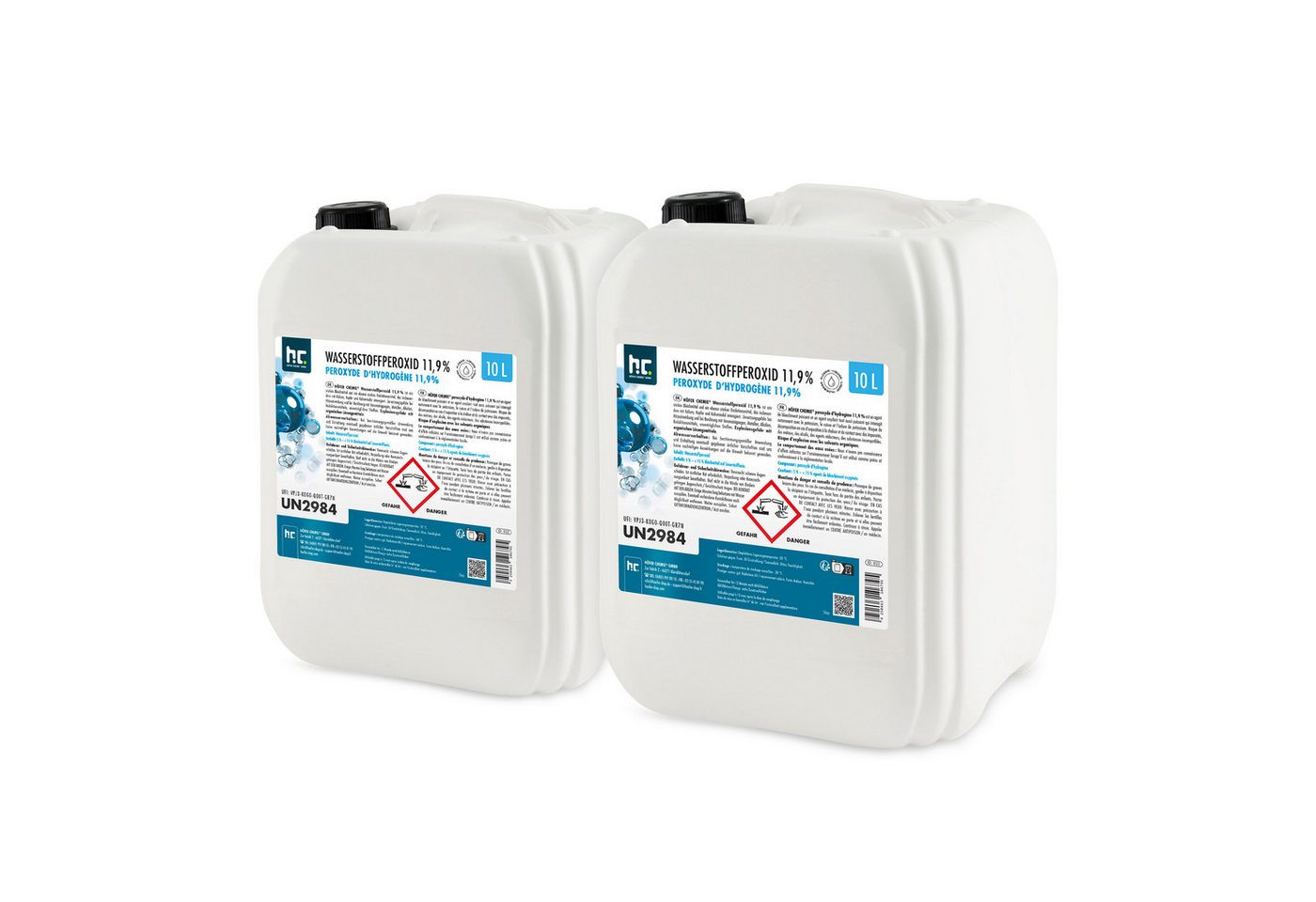 Höfer Chemie GmbH 2x 10 L Wasserstoffperoxid 11,9% Grundreiniger (Vielseitig einsetzbar zur Reinigung)