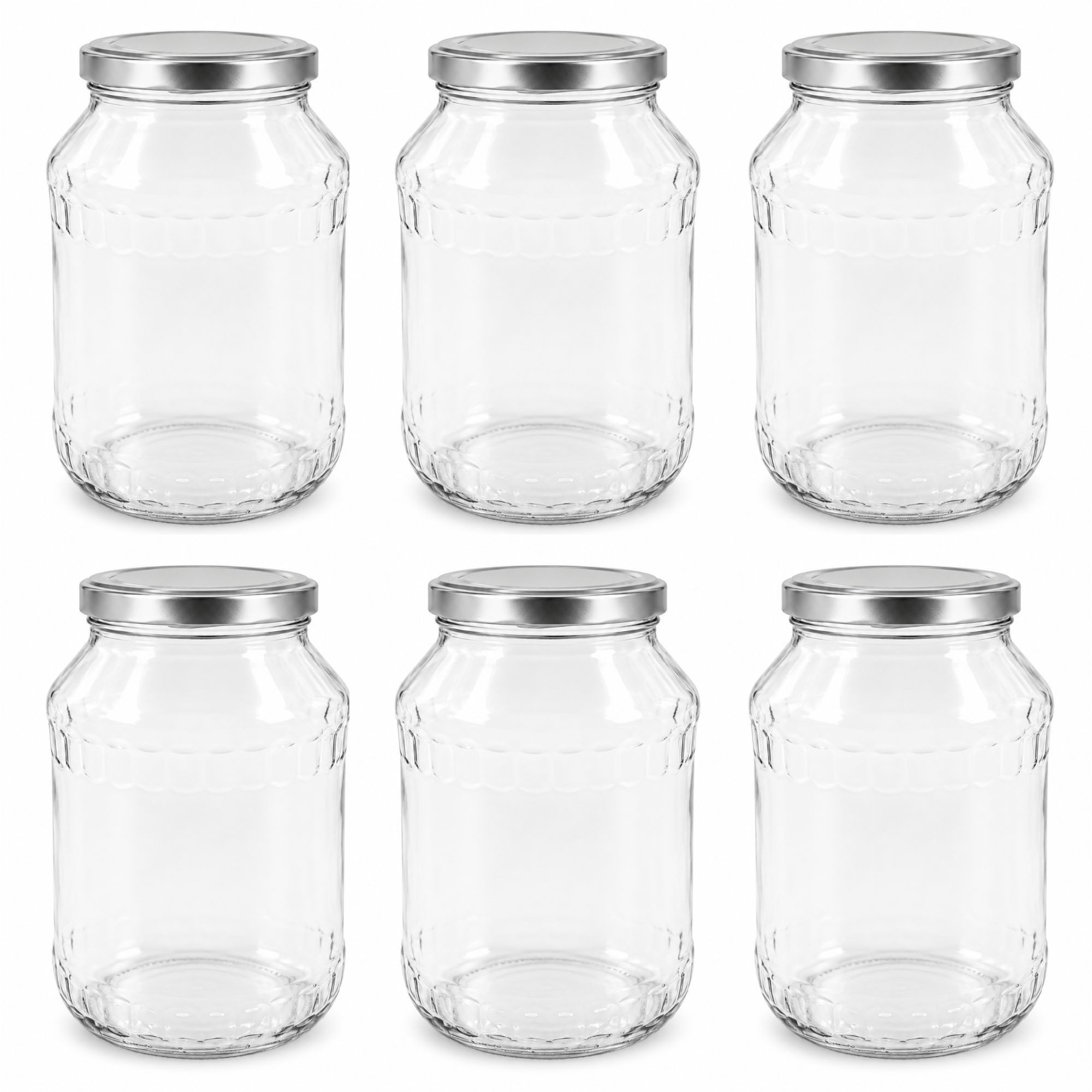 mikken Vorratsglas 6 große Einmachgläser 2650 ML, (Spar-Set, 6er Set Vorratsgläser), mit Twist-Off Deckel TO100 und 6 Etiketten zum Beschriften