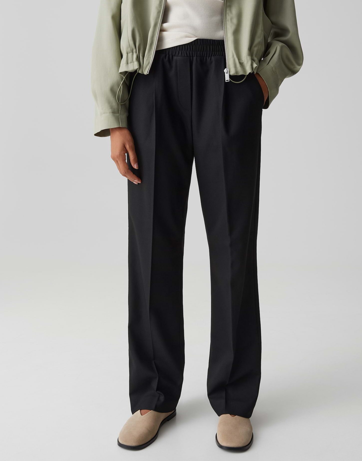 OPUS PANTS Stoffhose MACIE VIBE mit Komfortbund Wide Leg, Long, Bügelfalten