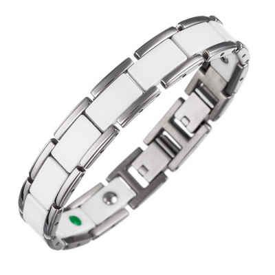 Lunavit Armband »Lunavit Magnet Armband Olymp Jade silber-weiß«