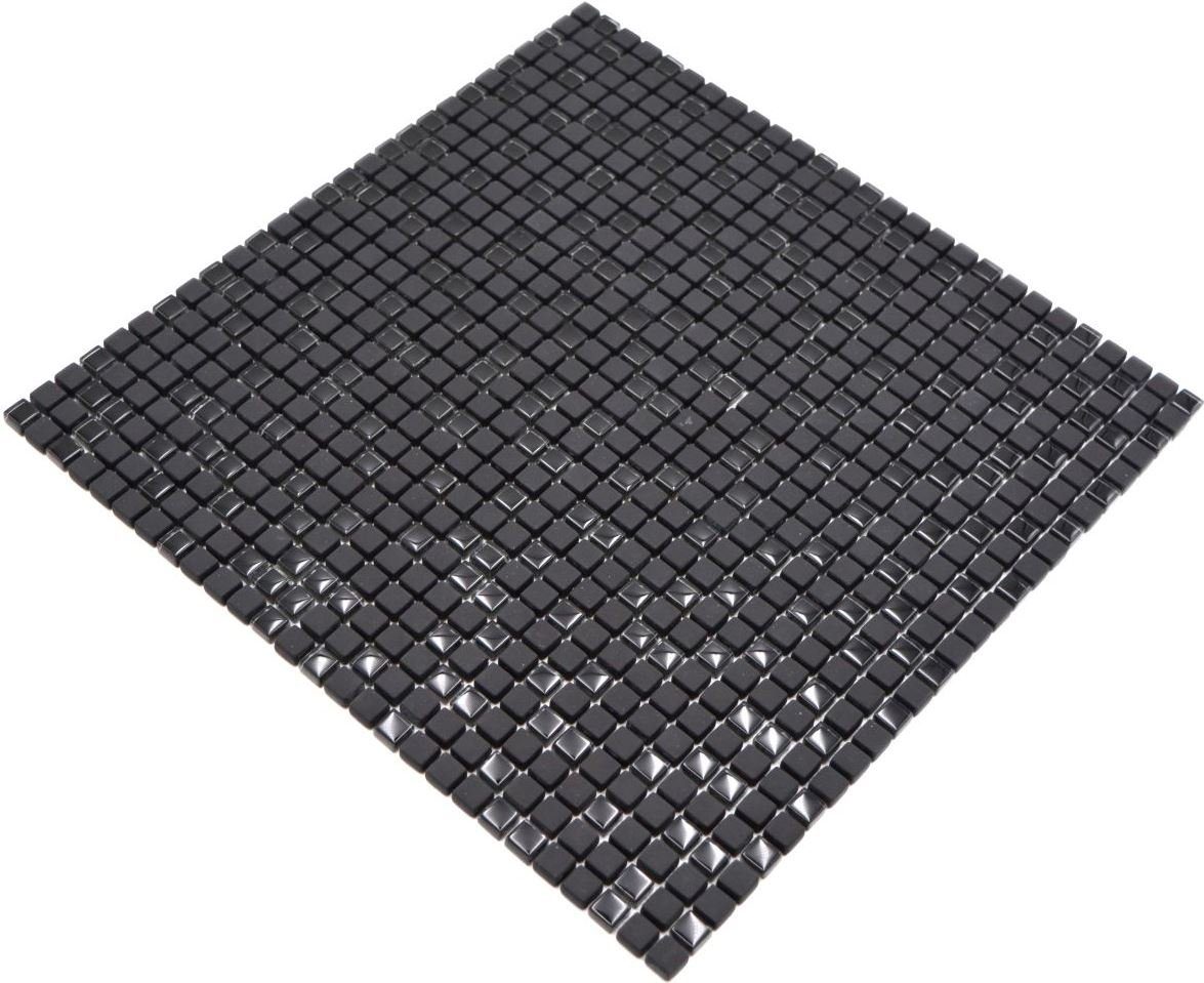 Mosani Mosaikfliesen matt Glasmosaik schwarz Recycling 10 Mosaikfliesen / Mosaikmatten