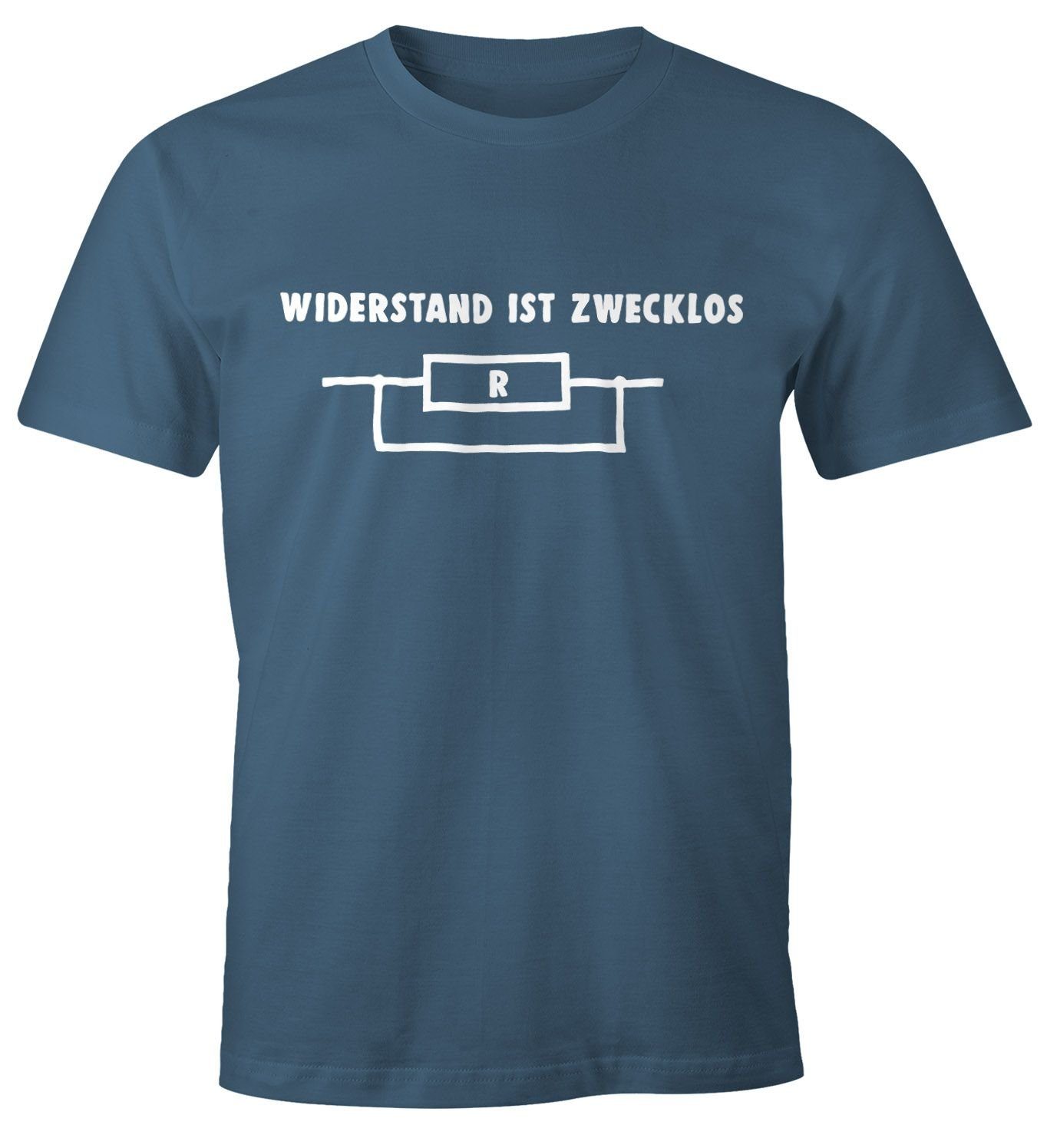 MoonWorks Print-Shirt Widerstand ist zwecklos Shirt Herren T-Shirt Moonworks® mit Print blau