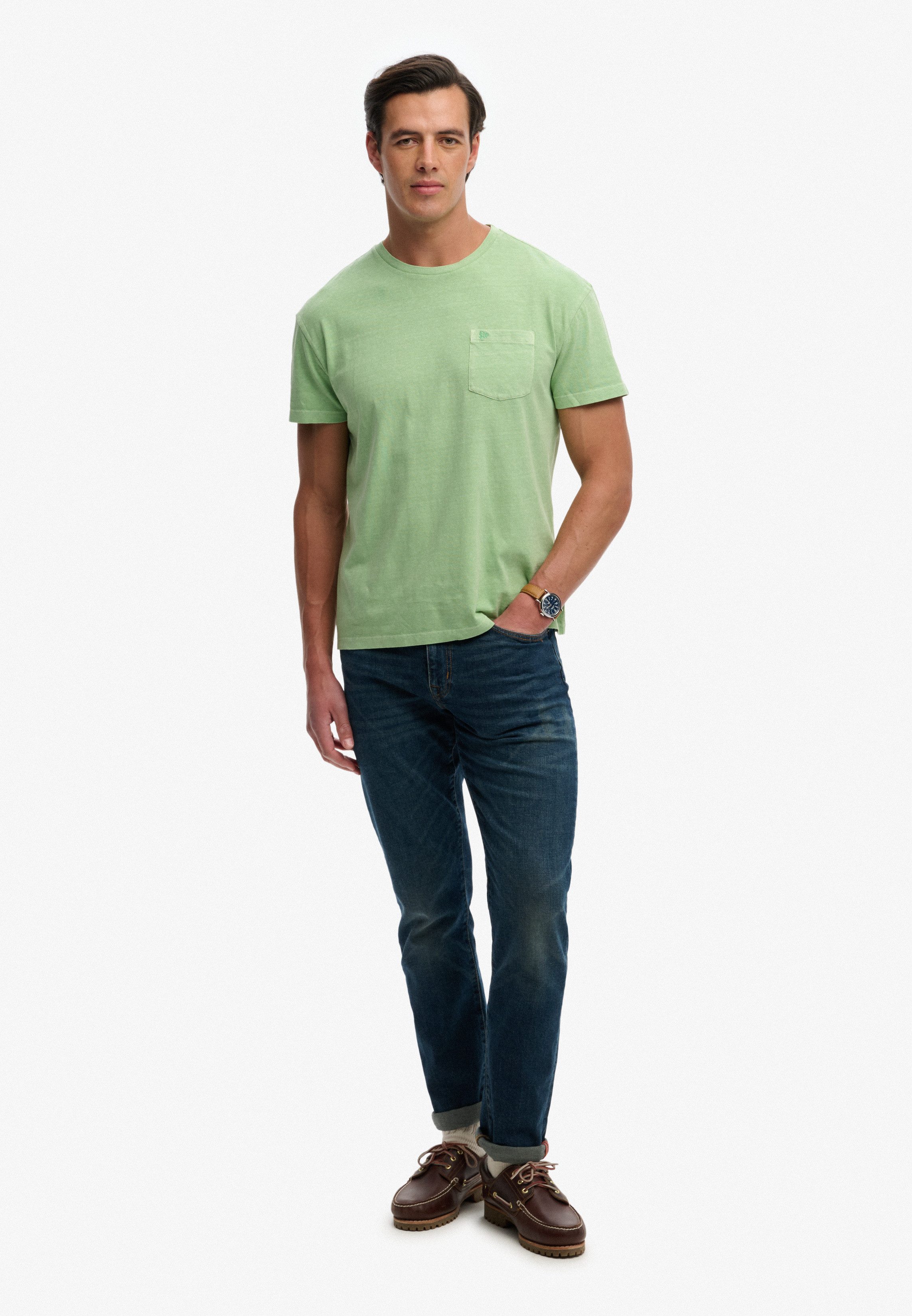 Superdry Rundhalsshirt COTTON CLASSIC LINEN PKT TEE Baumwollmischung, relaxed fit aus luftig leichtem Baumwoll-Leinen-Mix – Bild 5 von 5
