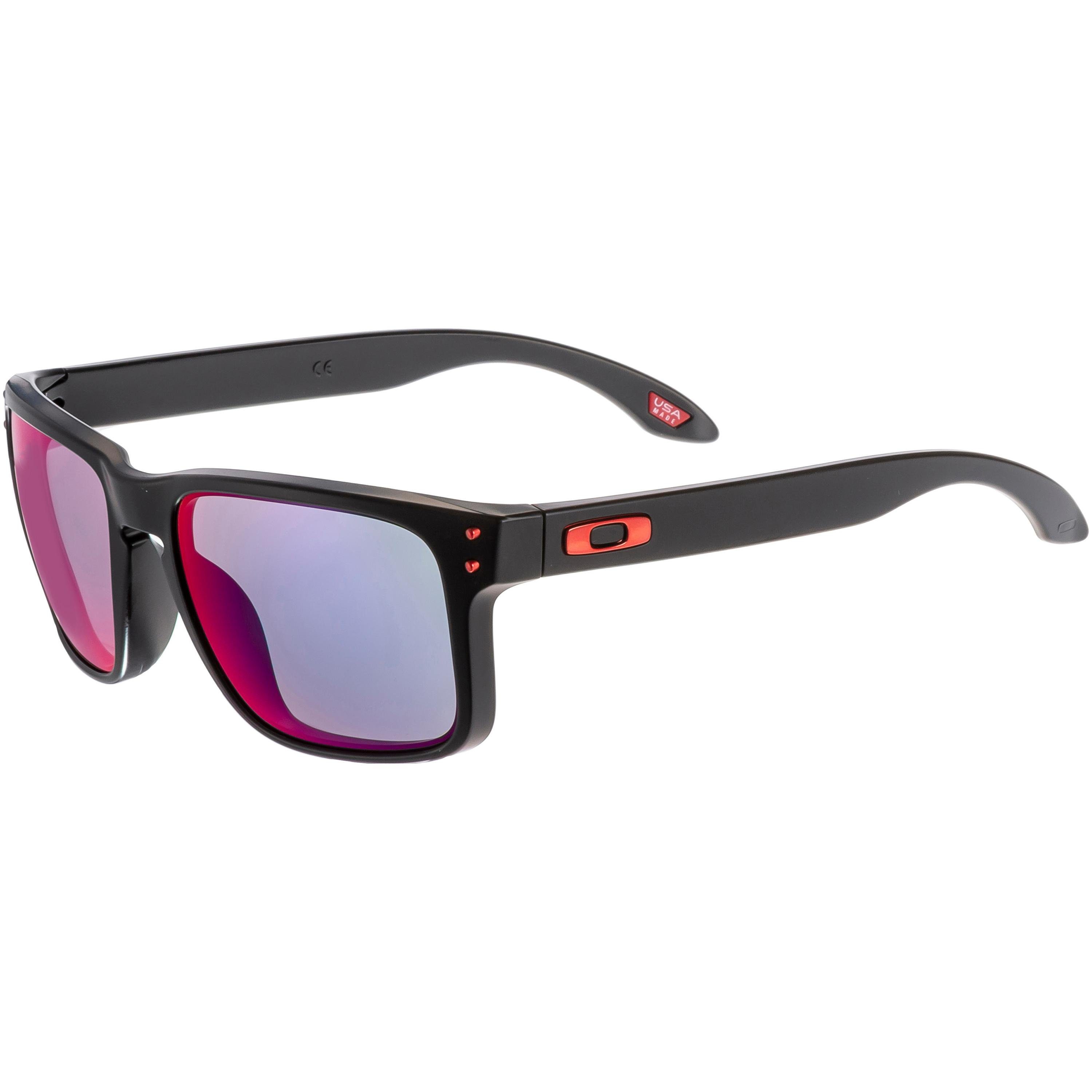 Oakley Sonnenbrille HOLBROOK rutschsicherer Sitz,verspiegelte Gläser,verzerrungsfreie Sicht matte black/positive red iridium