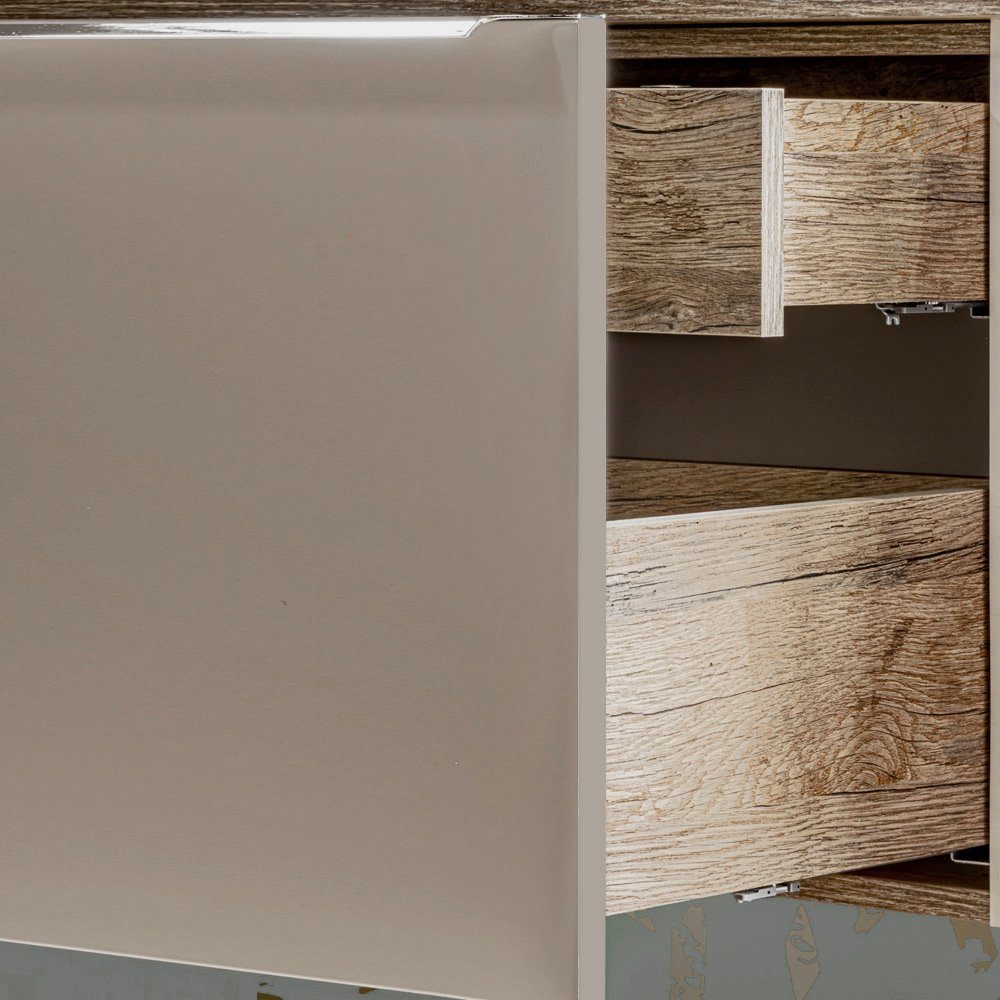 Lomadox Badmöbel-Set PUEBLA-56-TAUPE, (Spar-Set), in Vitage Oak mit Taupe, ca. 80,4/48,5/46 cm – Bild 5 von 5