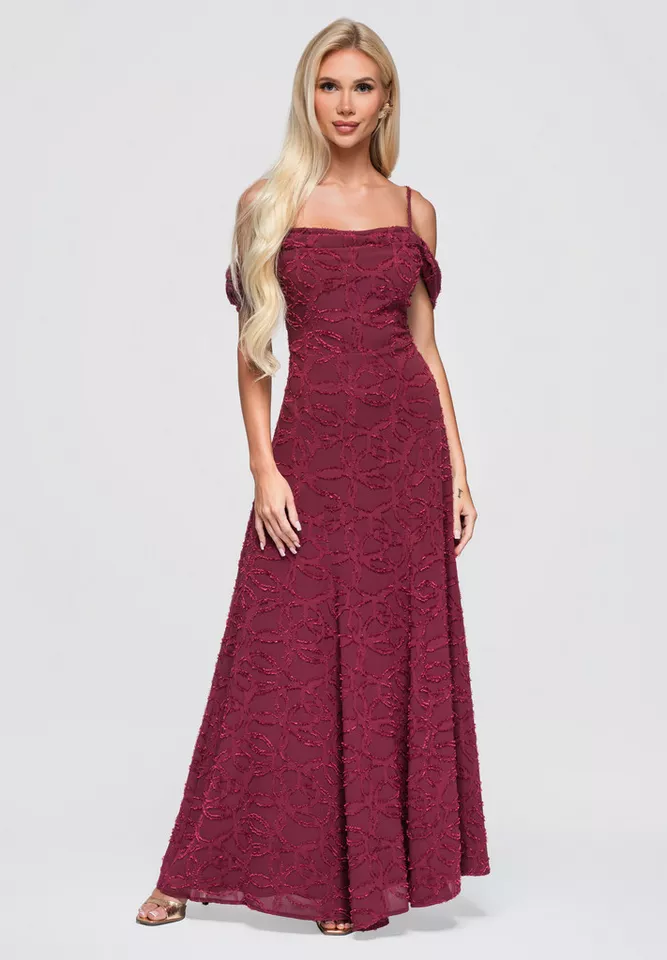 OMBRE Abendkleid Damen Abendkleid mit elegantem Schnitt Bordeaux M (kein Set, 1-tlg)
