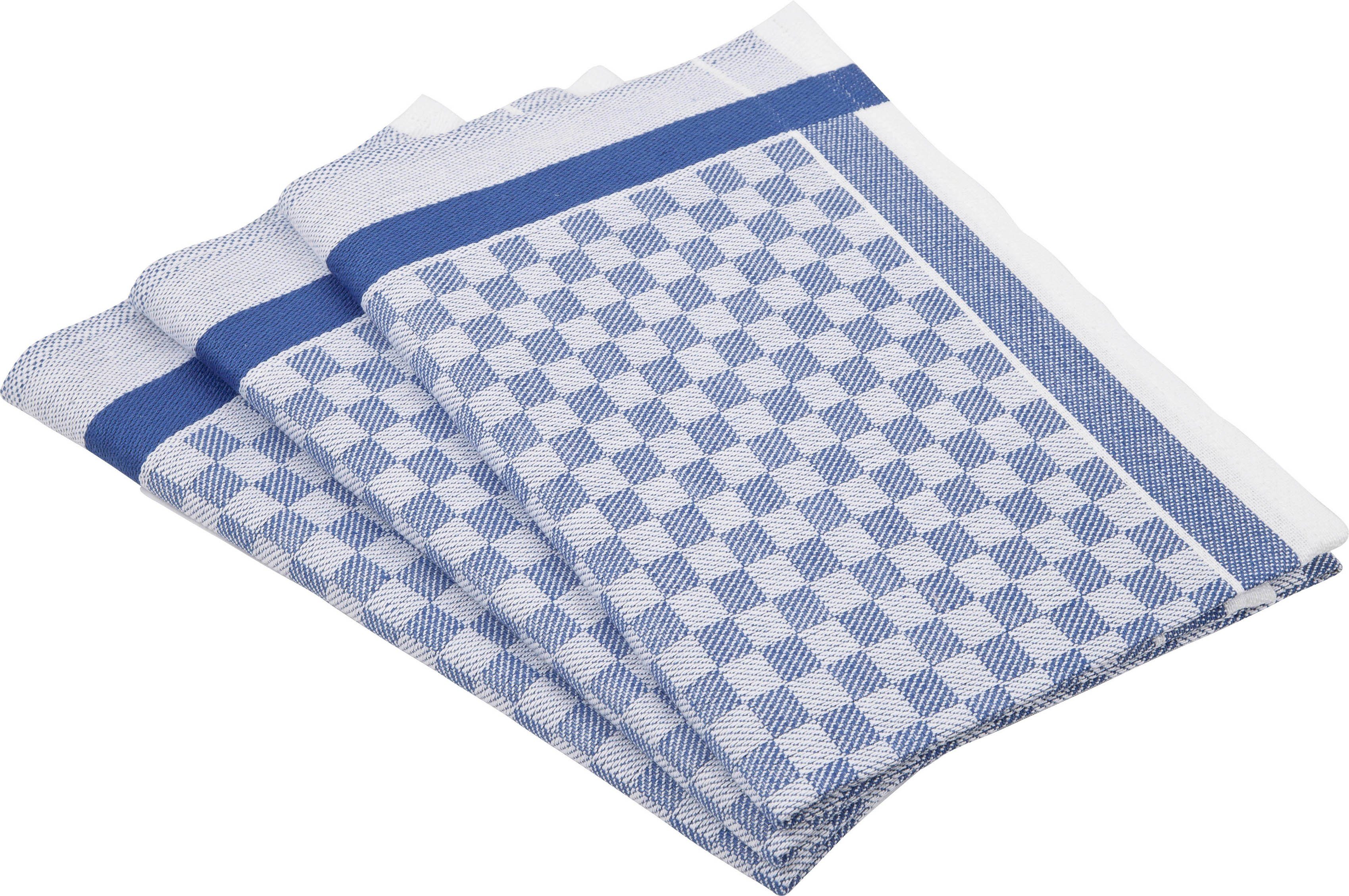 ROSS Geschirrtuch Exclusiv, (Set, 3-tlg), cm 50x70 Karofond, blau