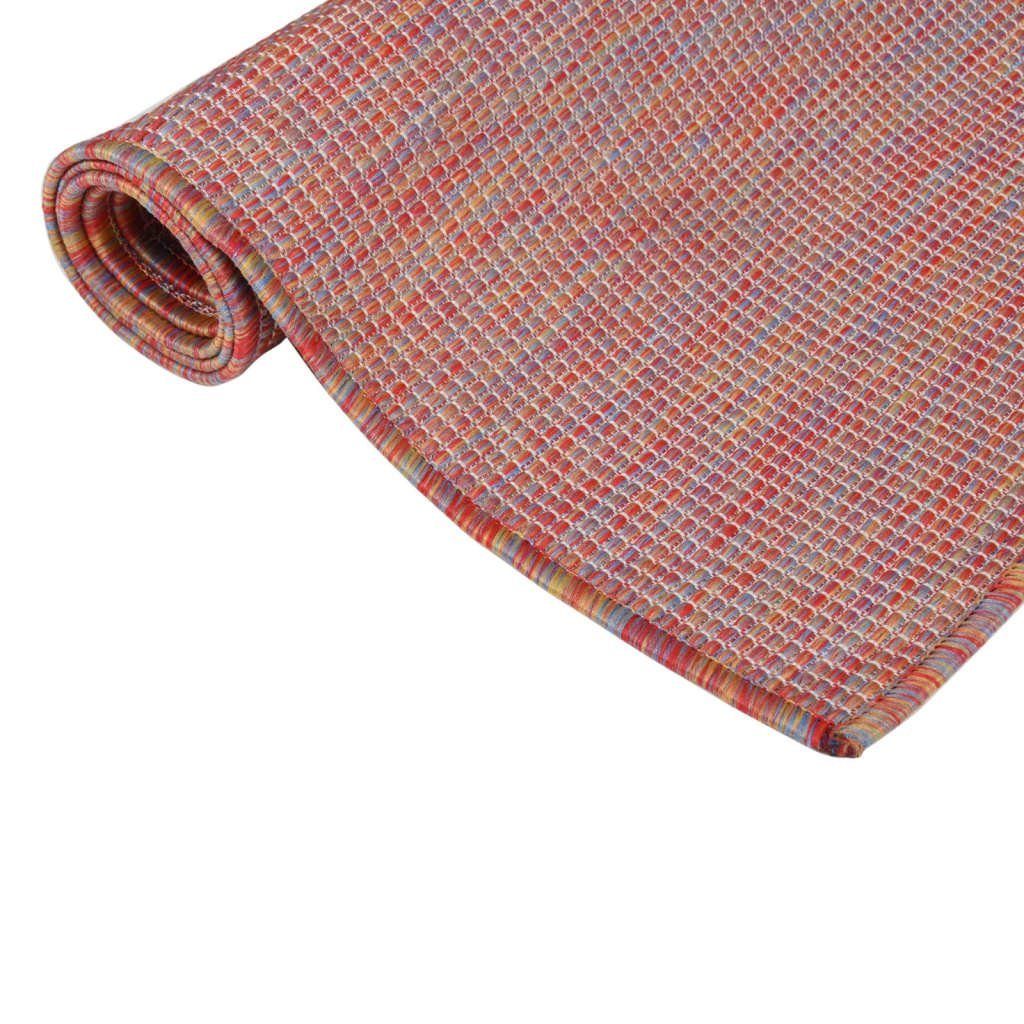 vidaXL Teppich Outdoor-Teppich Flachgewebe 120x170 cm Rot, Rechteckig