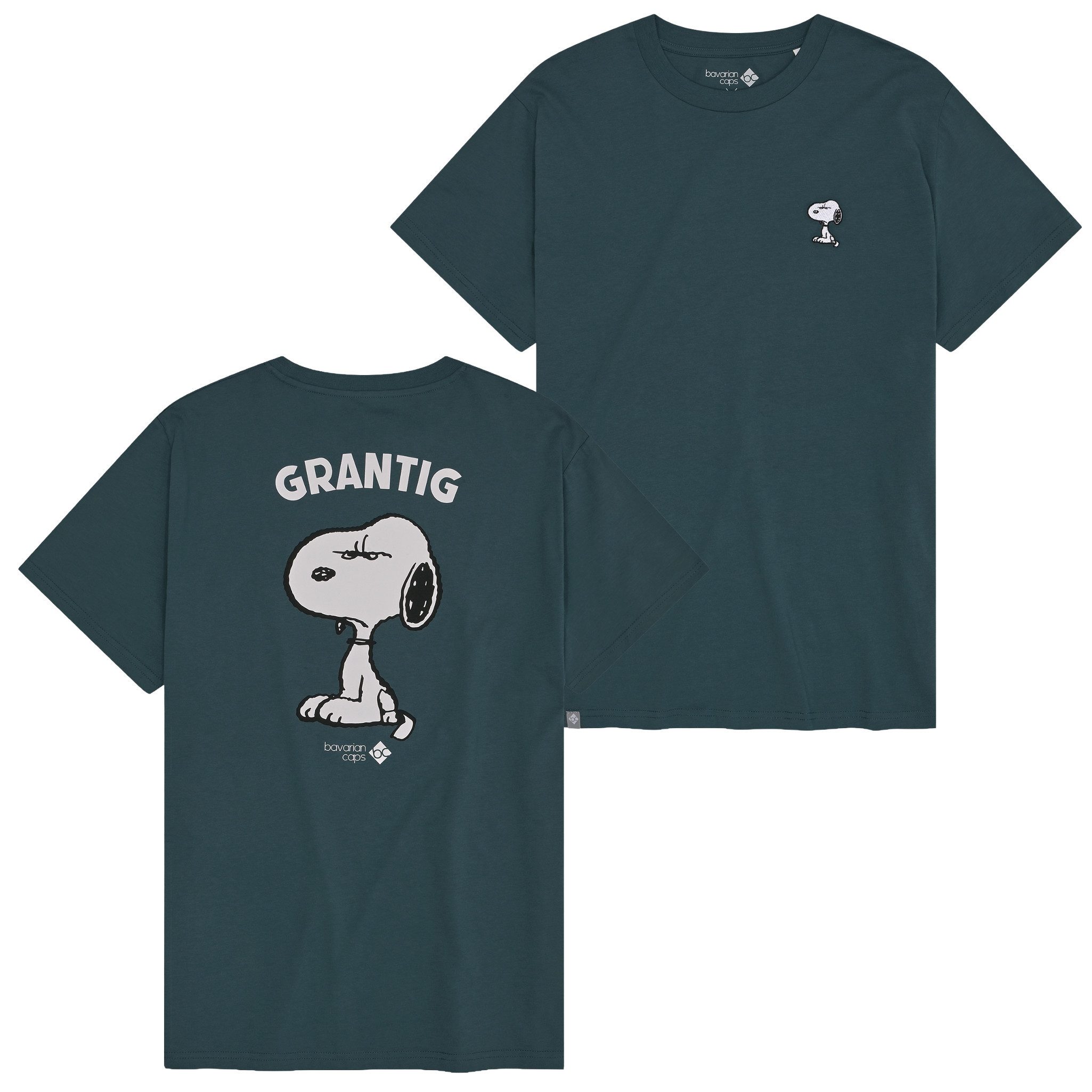 Bavarian Caps T-Shirt Bavarian Caps T-Shirt "Grantler Klub: Snoopy" - blaugrau (T-Shirt, T-Shirt) BC Logo