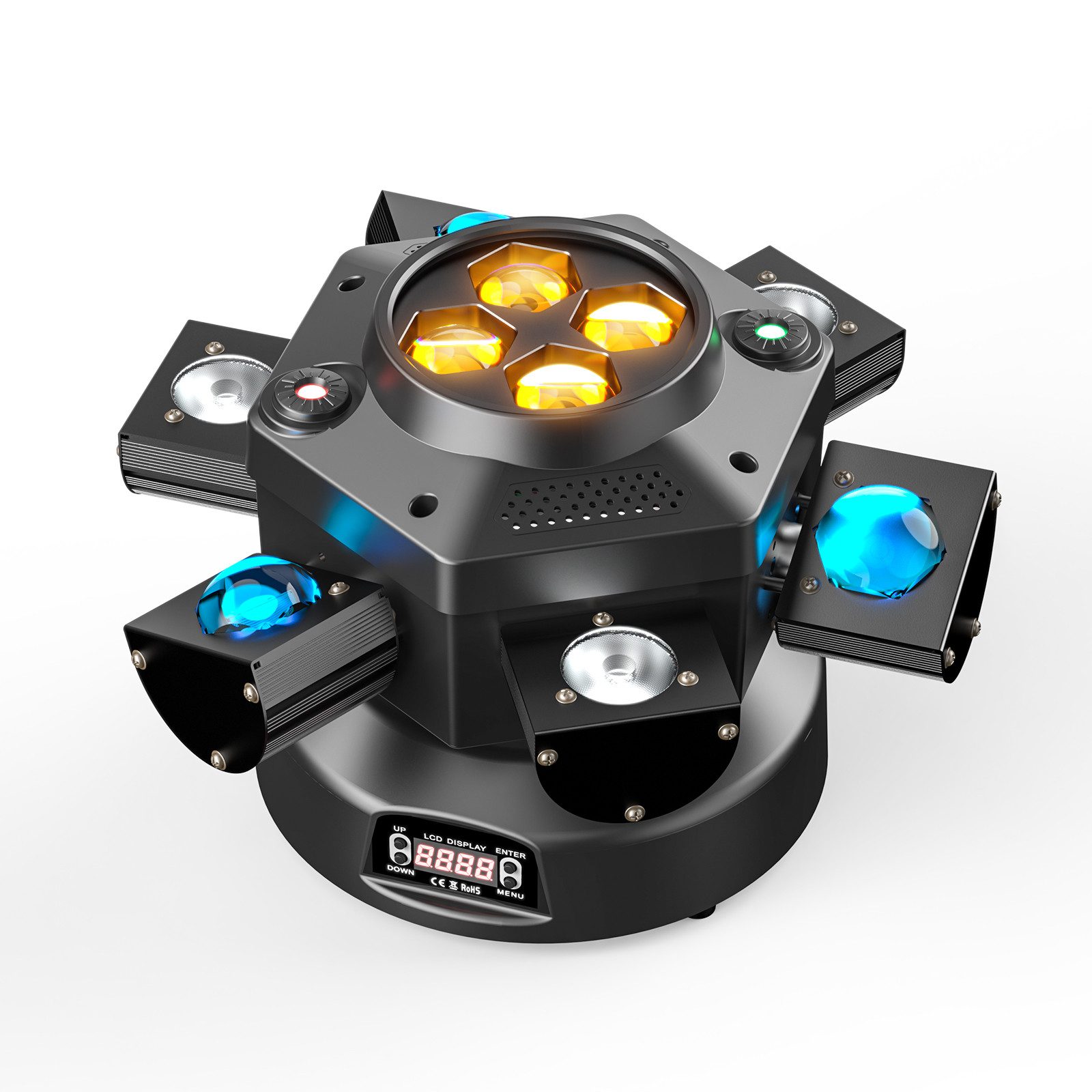ZonQoonz Discolicht 150W 6-Arm Bühnenstrahllicht mit Sterneneffekt für DJ-Party-Hochzeit