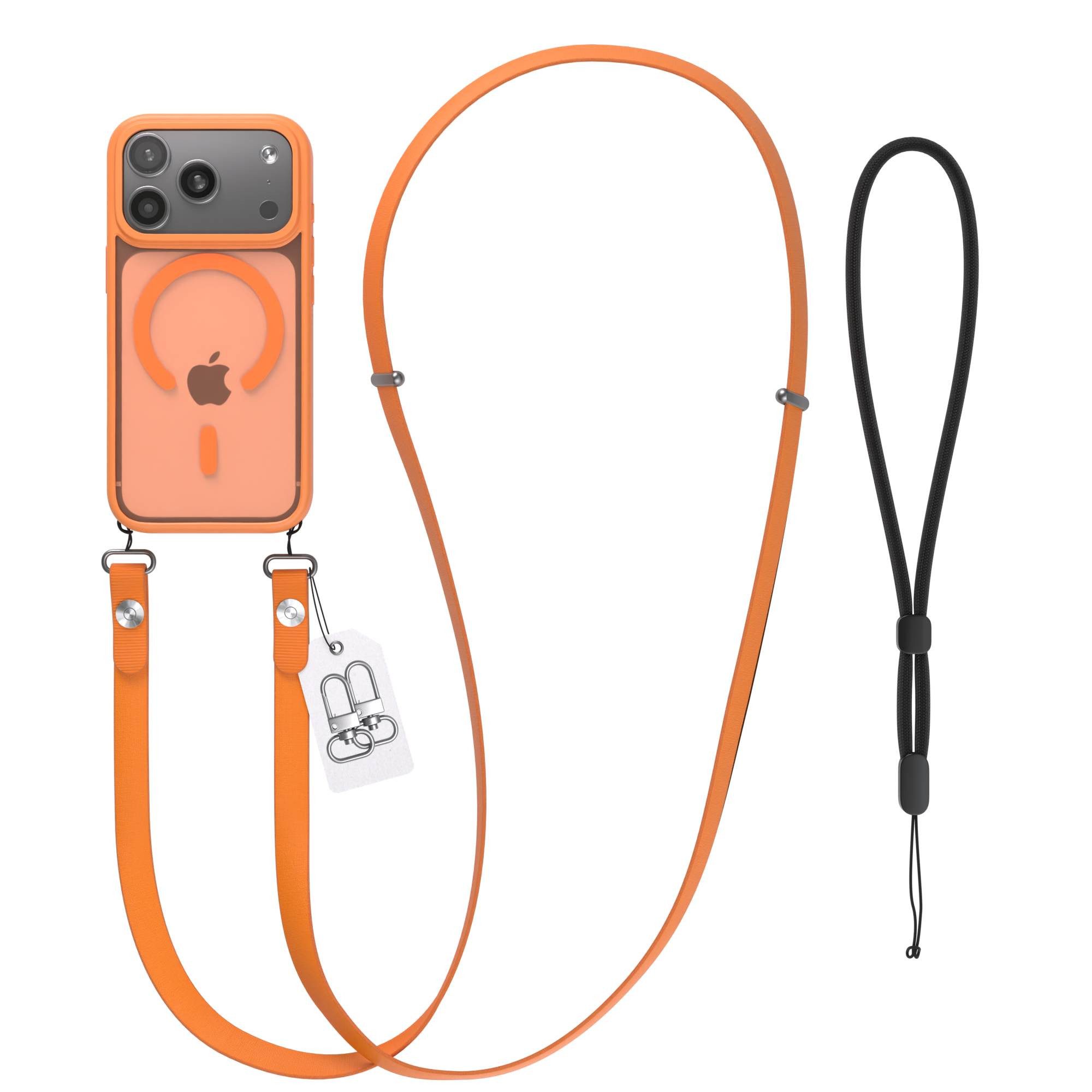 EAZY CASE Handykette Outdoor Case MagSafe Handyband für Apple iPhone 17 Pro 6,3 Zoll, Outdoor Case mit MagSafe, Magnetkette und starkem Schutz in Orange