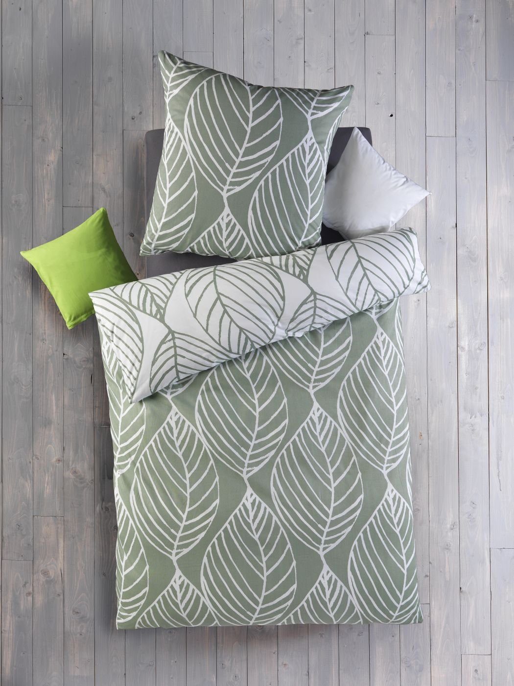 Optidream Bettwäsche Set Renforcé 135x200 Baumwolle Legolas-Wende weiss gruen, Renforcé, 2 teilig, Sommer Geschenke Idee Frauen Männer weich sale Reißverschluss Partner