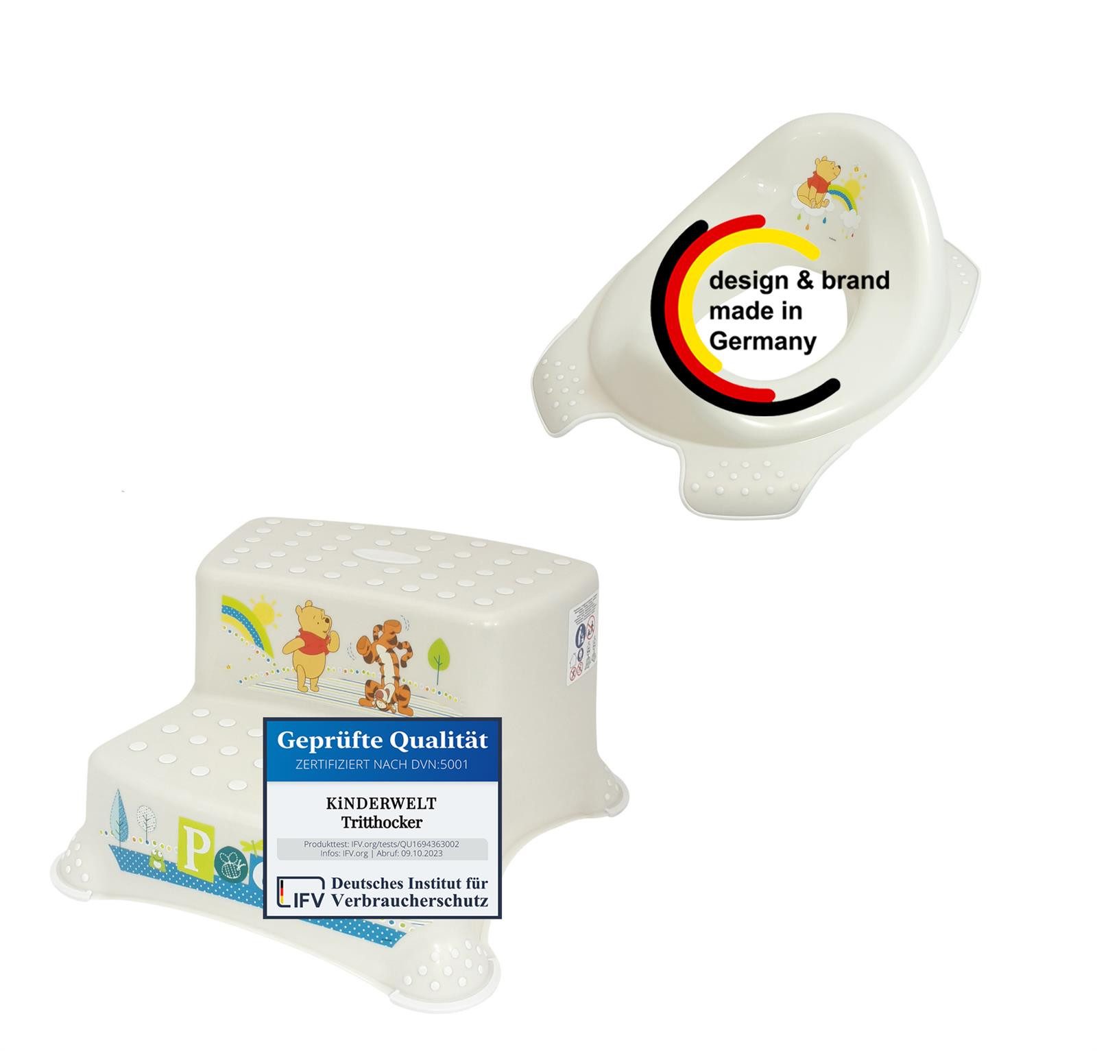 KiNDERWELT Tritthocker 2er Z Winnie Puuh perlweiß WC- Aufsatz + Hocker (2er Set, 2)